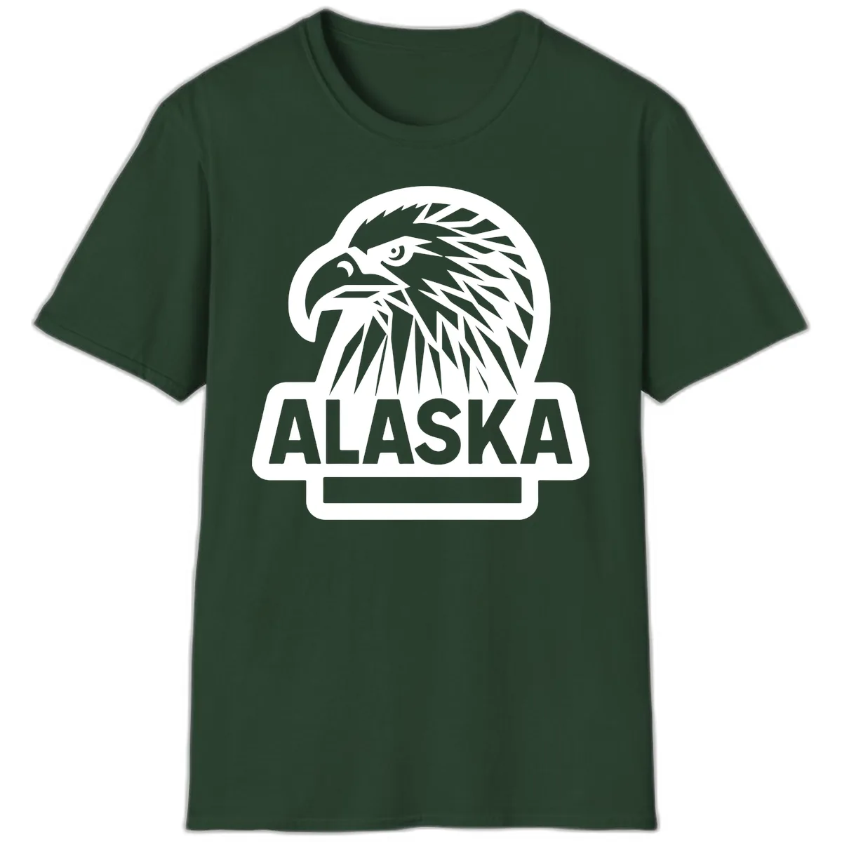 Alaska Geometric Eagle Head Emblem T-Shirt in Forest Green