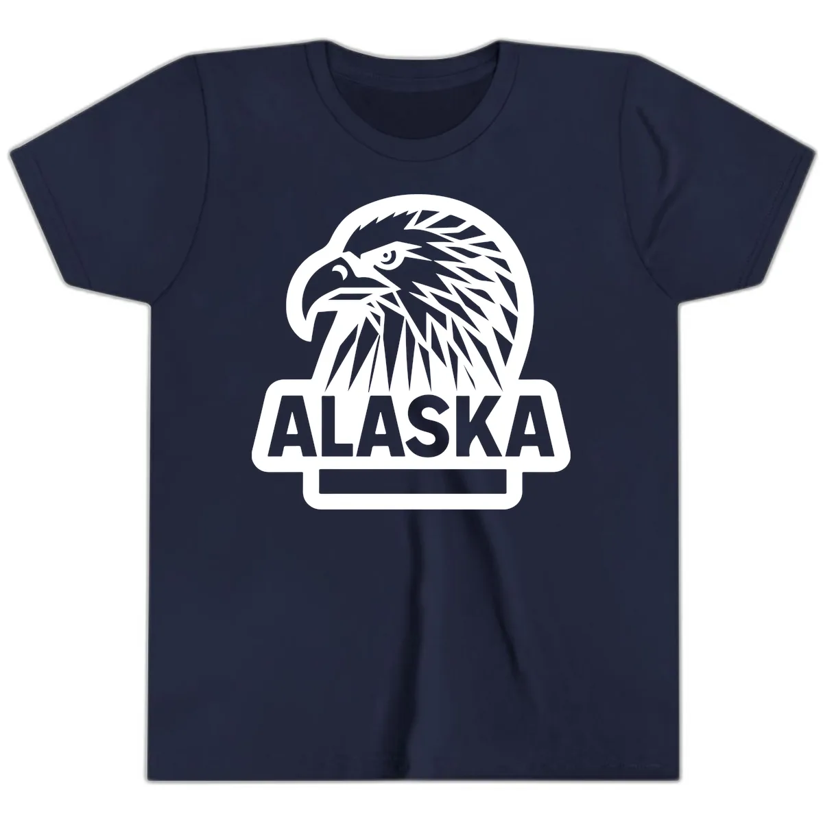 Alaska Geometric Eagle Head Emblem Youth T-Shirt in Navy