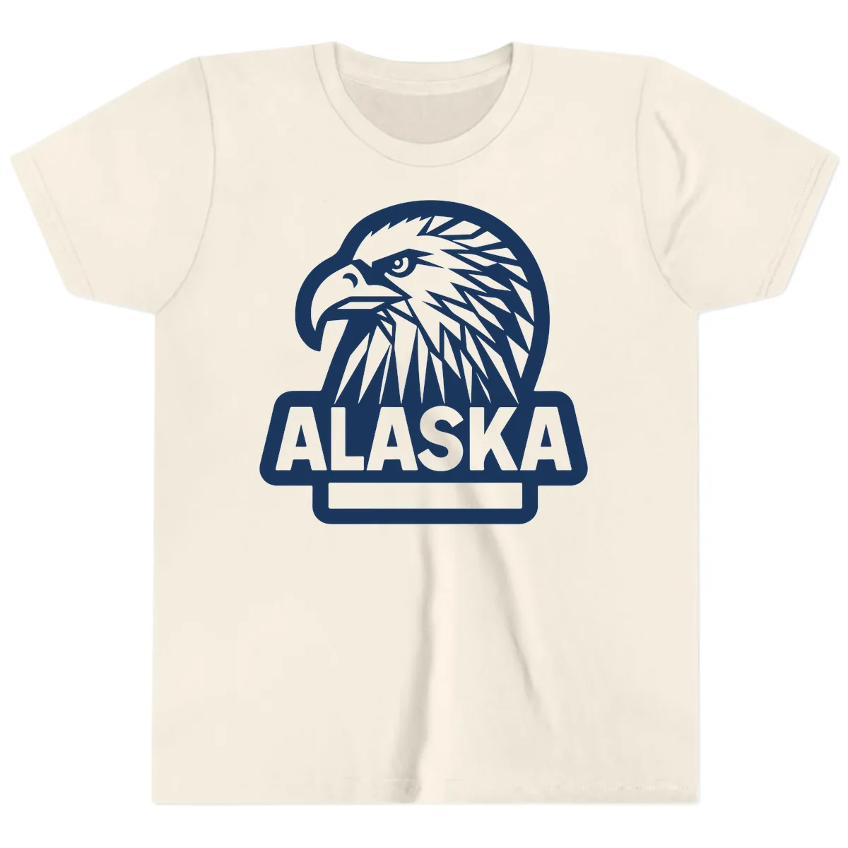Alaska Geometric Eagle Head Emblem Youth T-Shirt in Natural