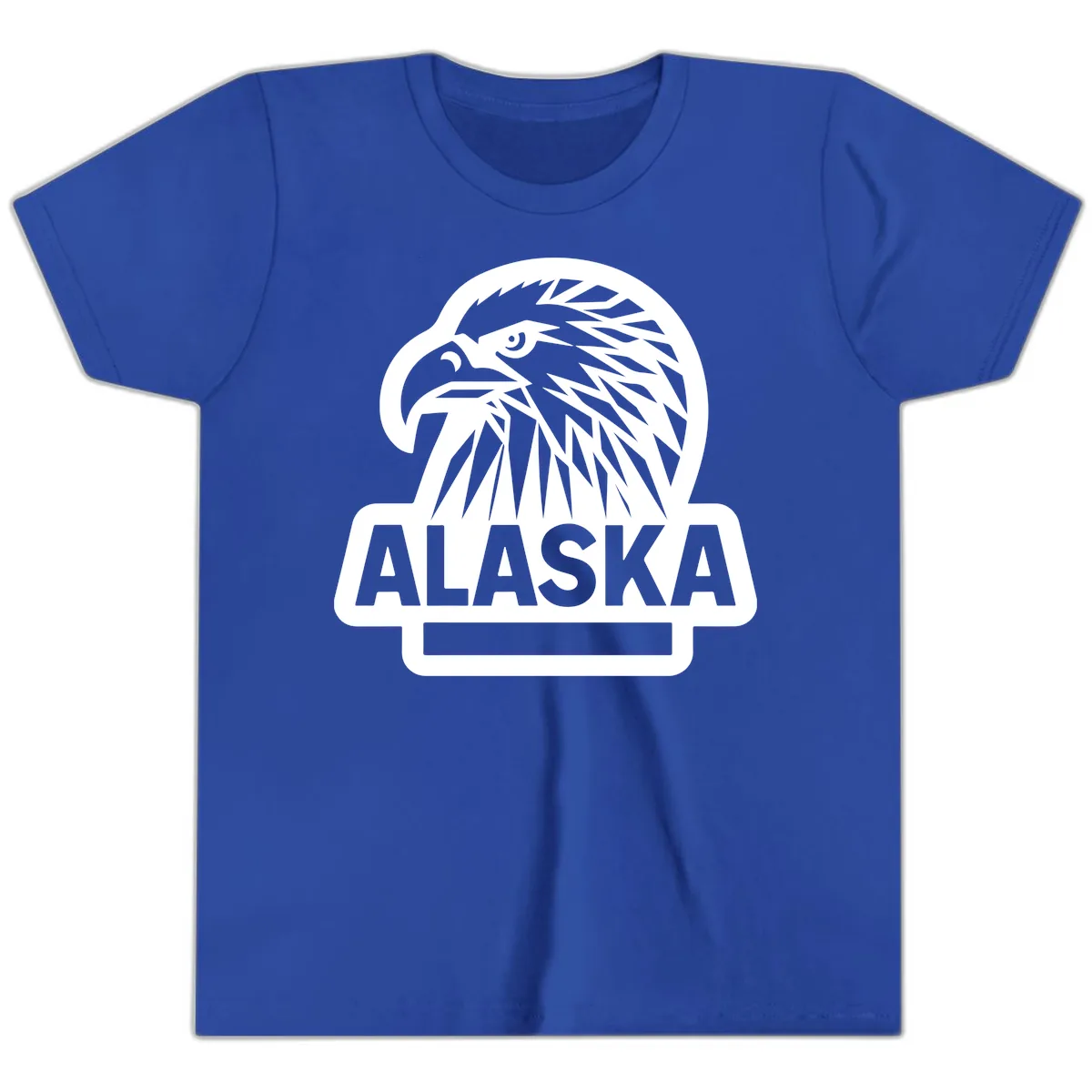 Alaska Geometric Eagle Head Emblem Youth T-Shirt in True Royal