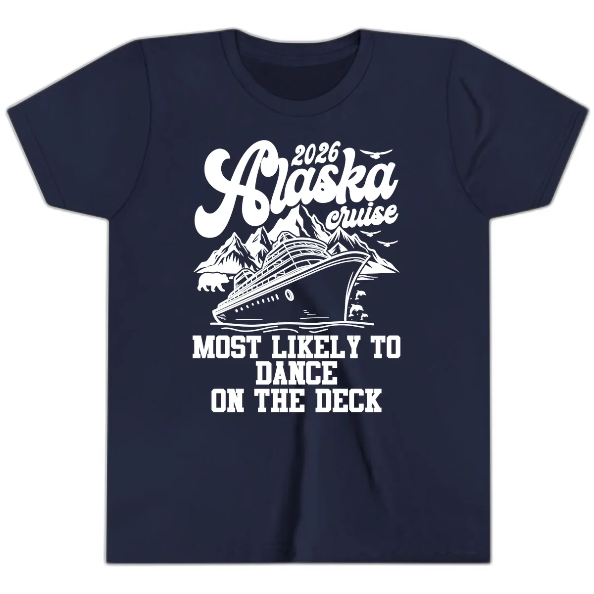 2026 Alaska Cruise Dance On The Deck Youth T-Shirt in Navy