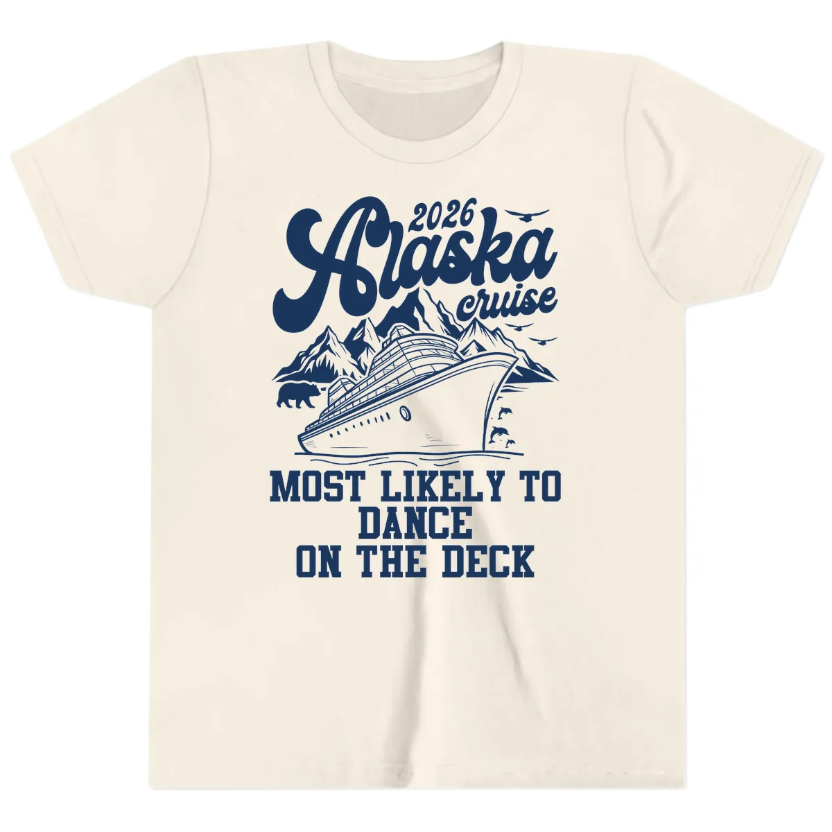 2026 Alaska Cruise Dance On The Deck Youth T-Shirt in Natural