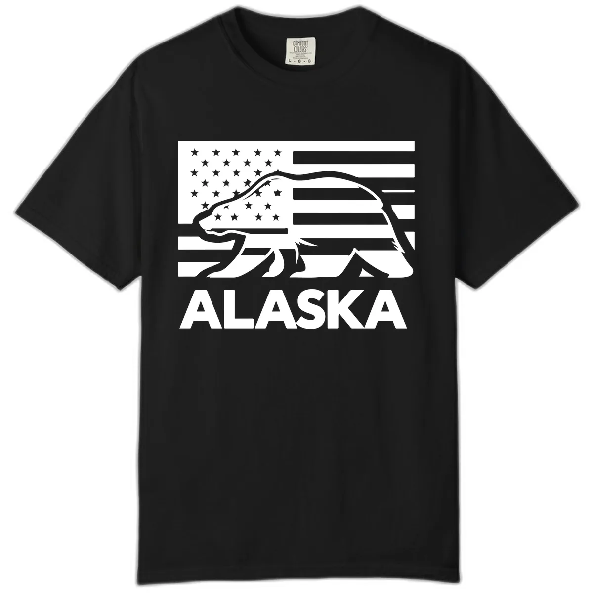 Alaska Bear Flag Silhouette Comfort Color in Black