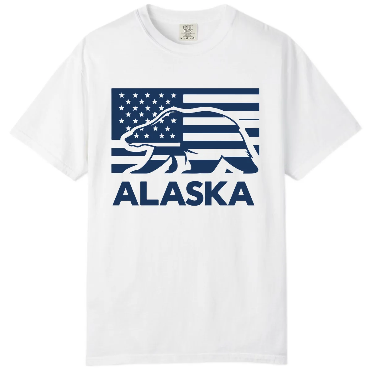 Alaska Bear Flag Silhouette Comfort Color in White