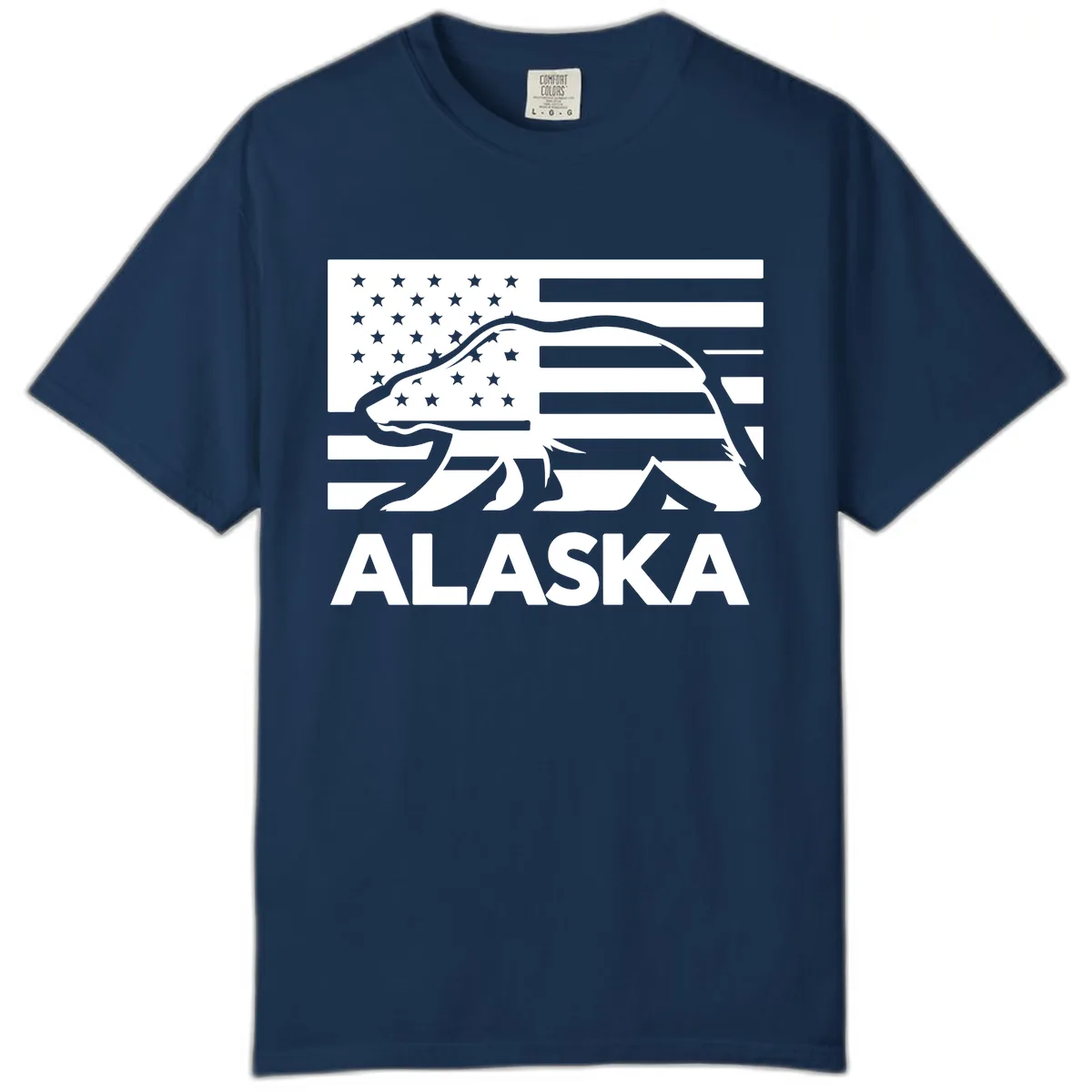 Alaska Bear Flag Silhouette Comfort Color in Navy
