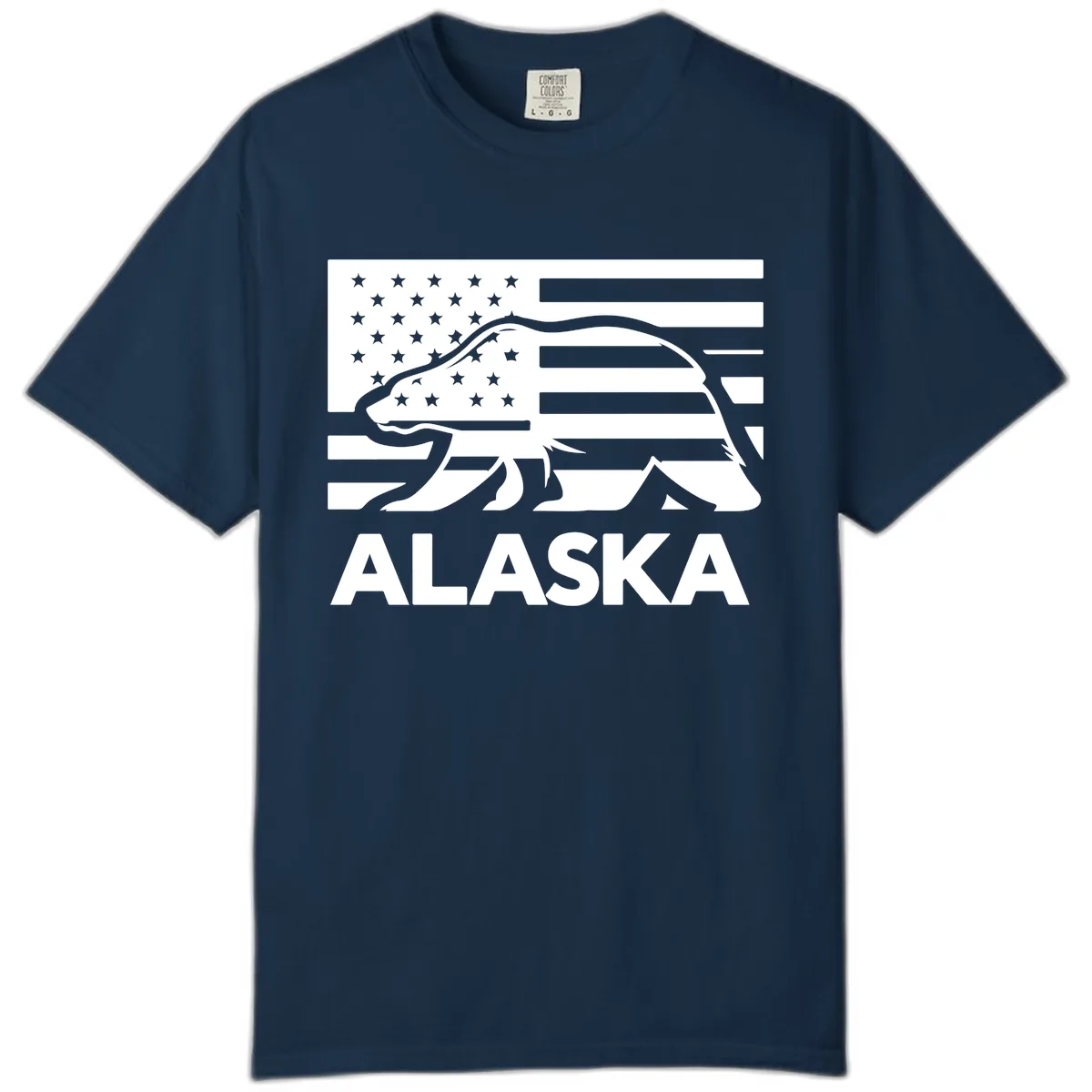 Alaska Bear Flag Silhouette Comfort Color in True Navy