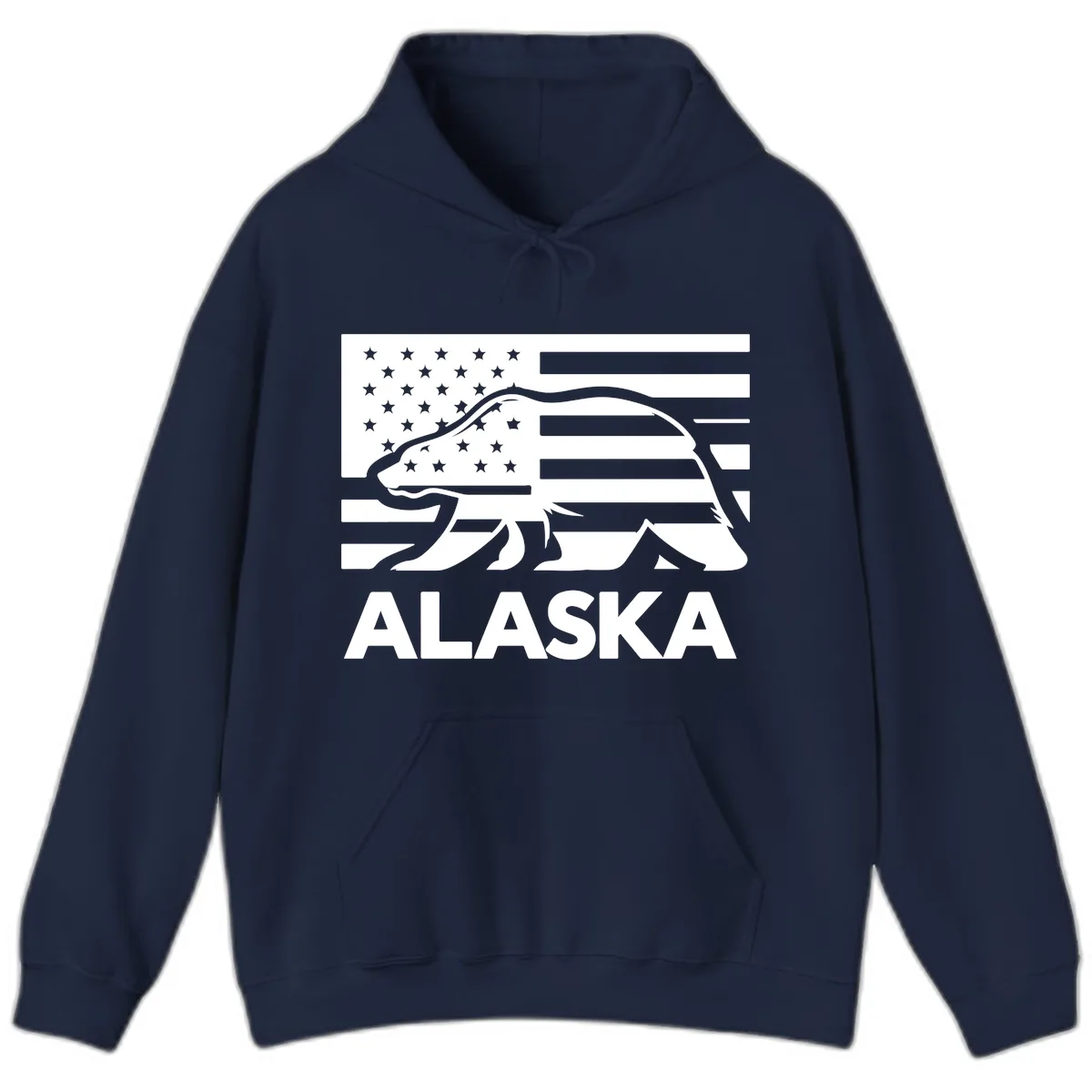 Alaska Bear Flag Silhouette Hoodie in Navy