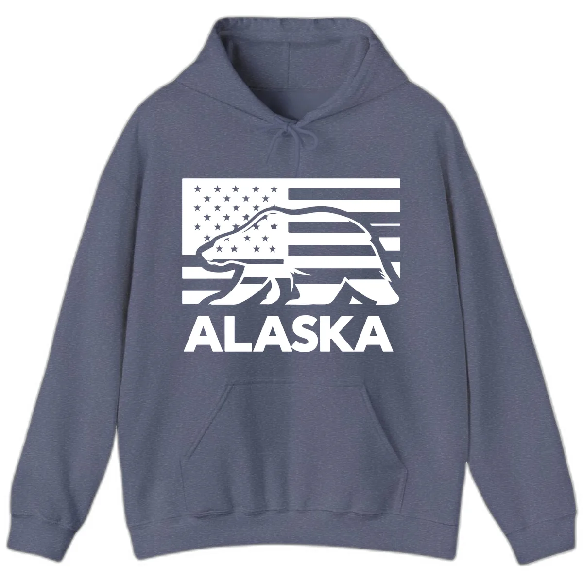 Alaska Bear Flag Silhouette Hoodie in Heather Navy