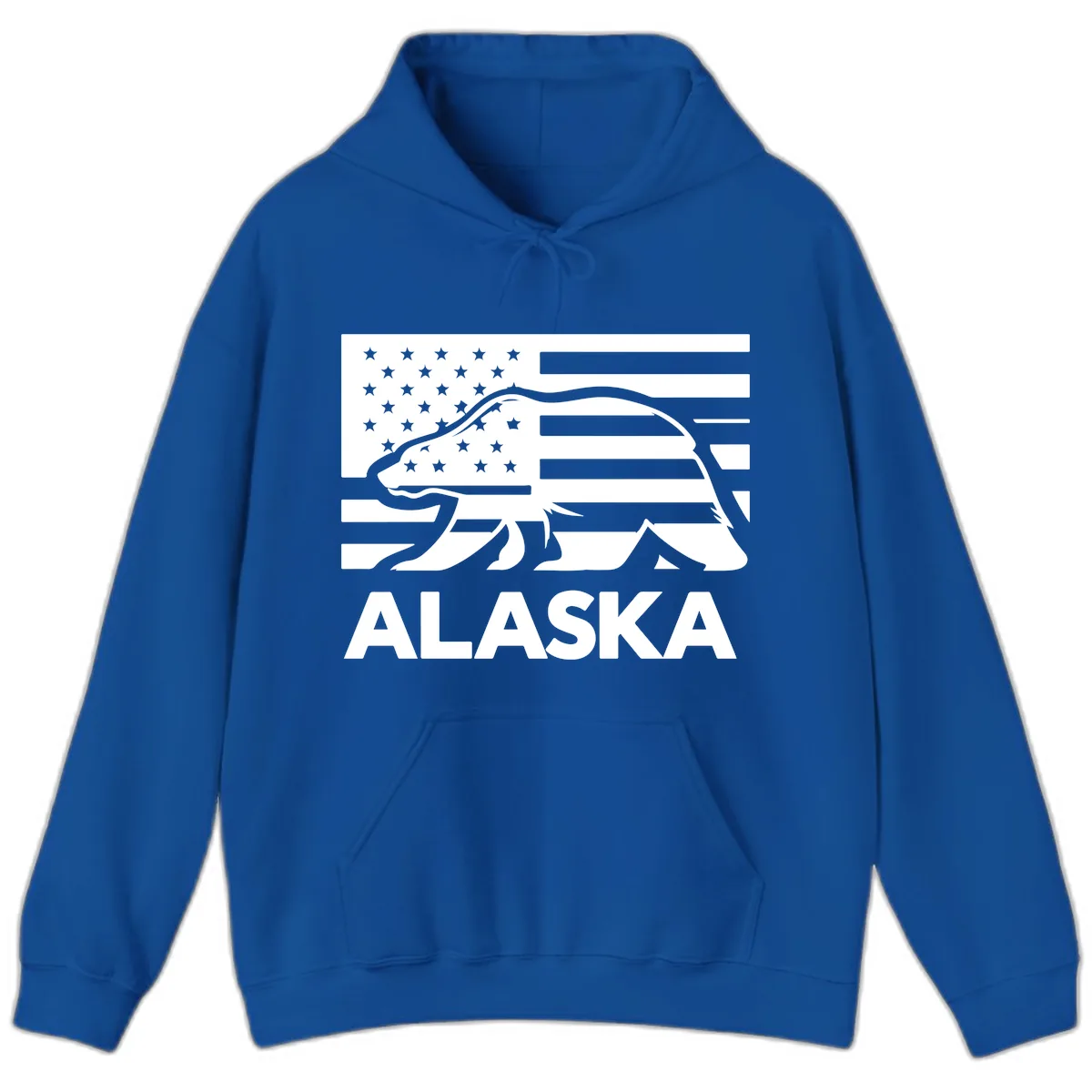 Alaska Bear Flag Silhouette Hoodie in Royal