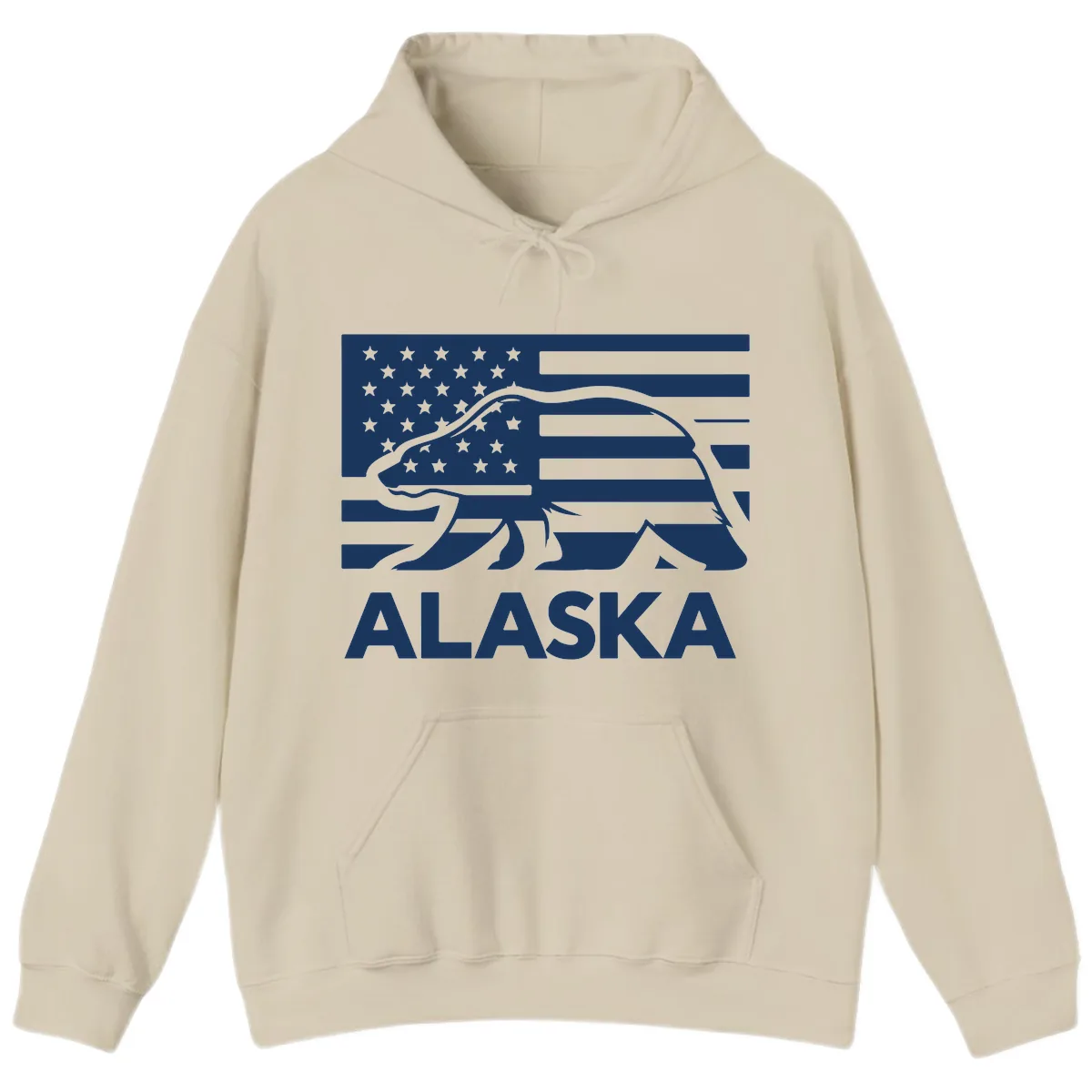 Alaska Bear Flag Silhouette Hoodie in Sand