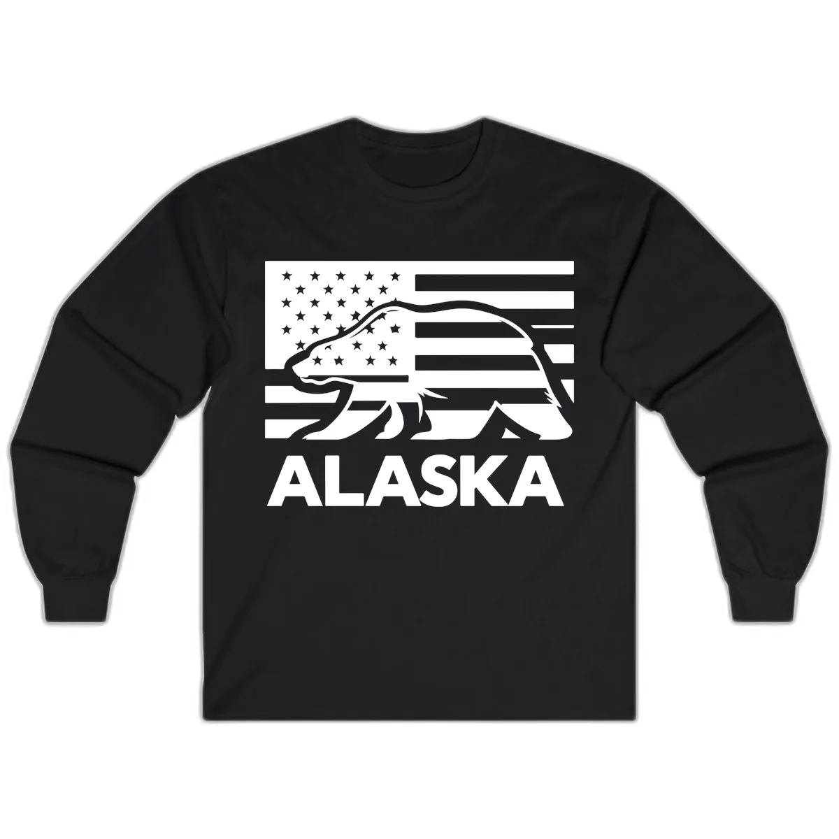 Alaska Bear Flag Silhouette Long Sleeve in Black