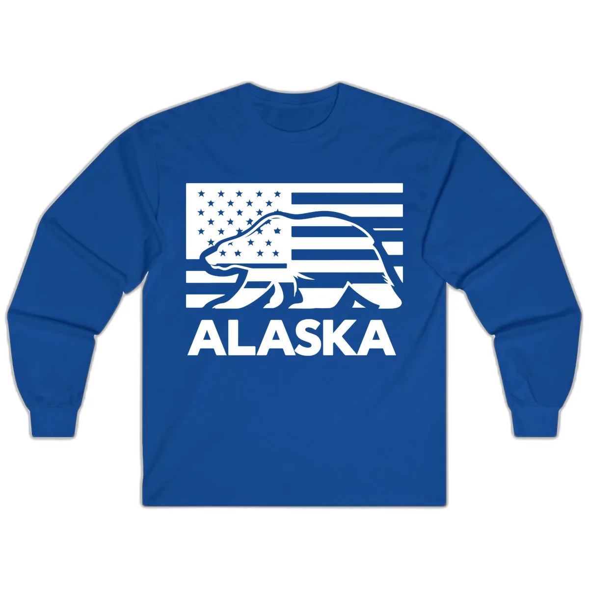 Alaska Bear Flag Silhouette Long Sleeve in Royal