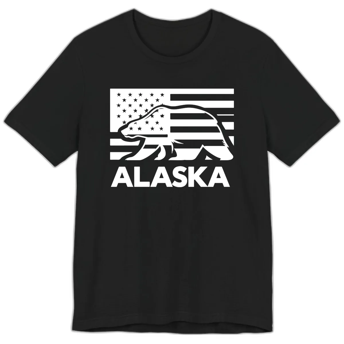 Alaska Bear Flag Silhouette Premium T-Shirt in Black