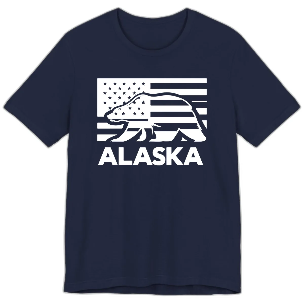 Alaska Bear Flag Silhouette Premium T-Shirt in Navy