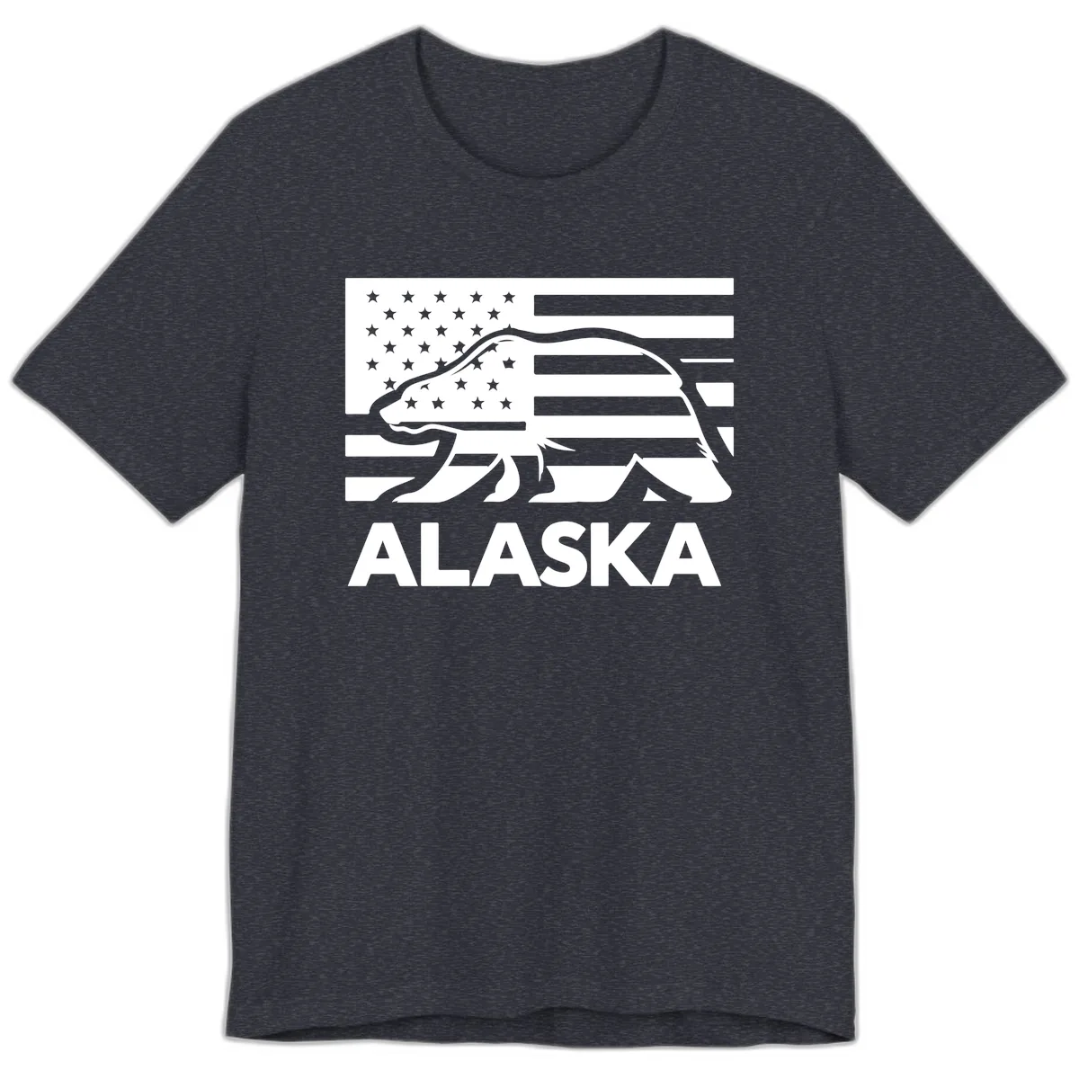 Alaska Bear Flag Silhouette Premium T-Shirt in Heather Navy