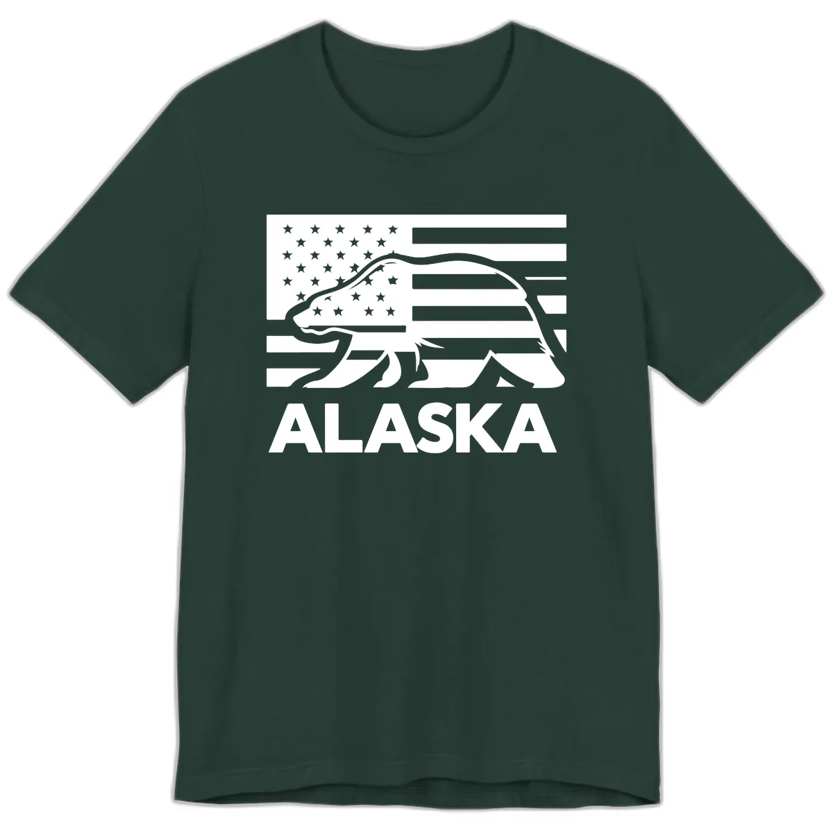 Alaska Bear Flag Silhouette Premium T-Shirt in Forest