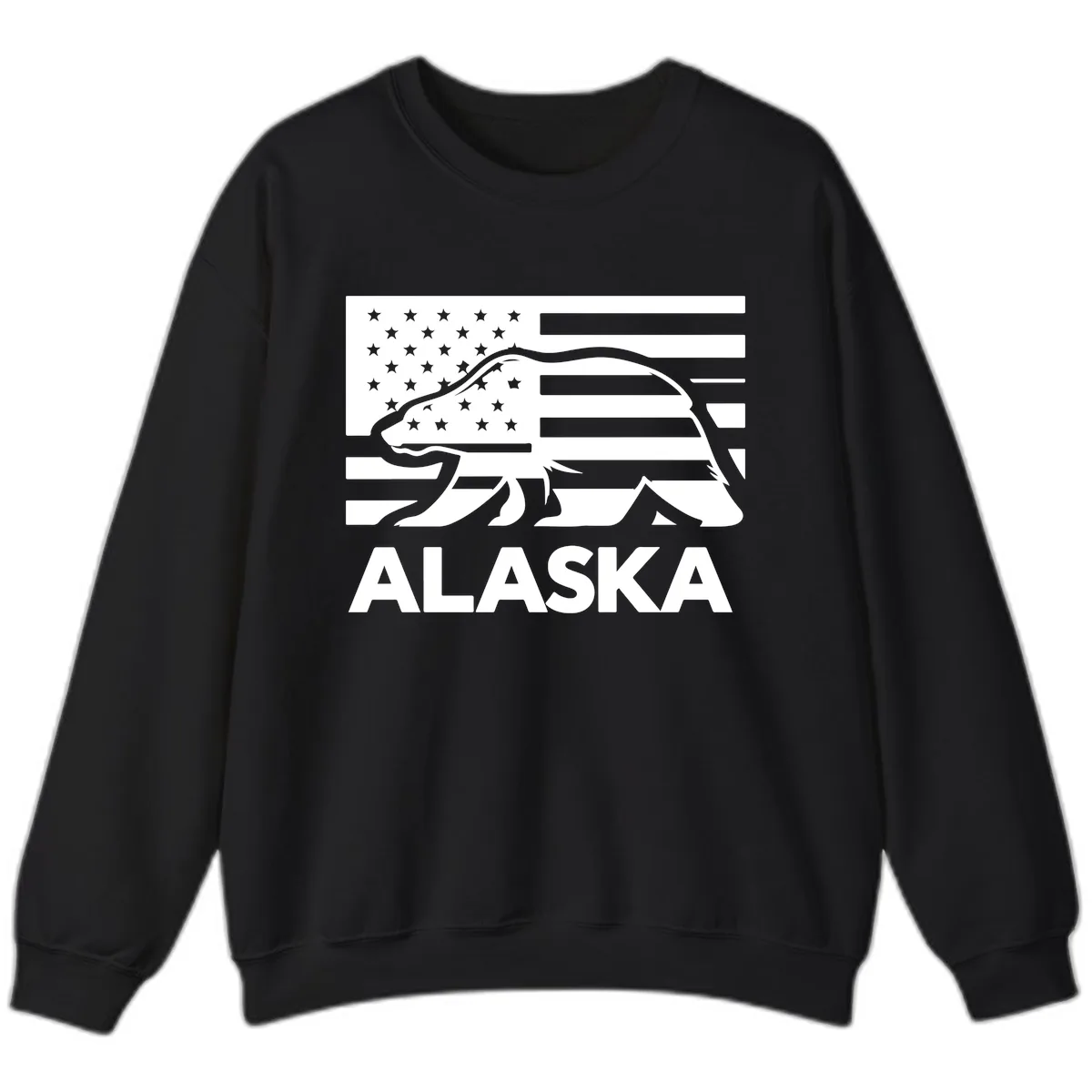 Alaska Bear Flag Silhouette Sweatshirt in Black