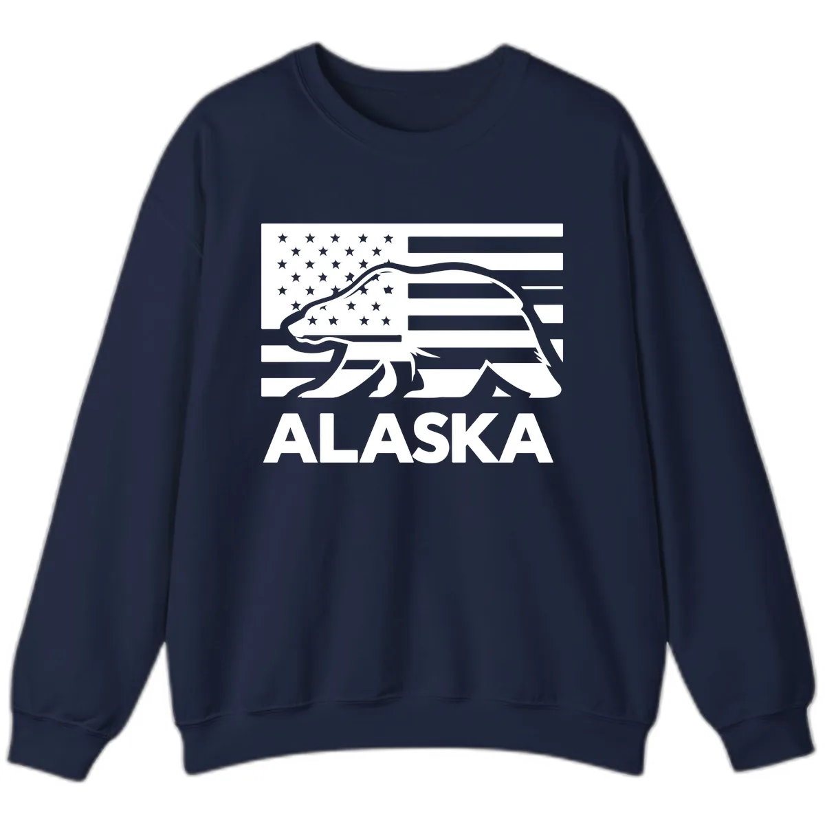 Alaska Bear Flag Silhouette Sweatshirt in Navy