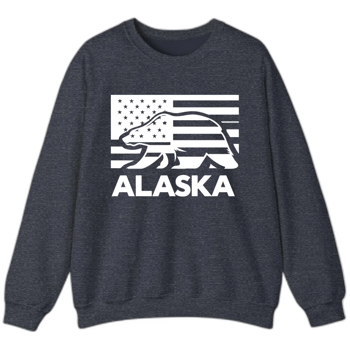 Alaska Bear Flag Silhouette Sweatshirt in Heather Sport Dark Navy