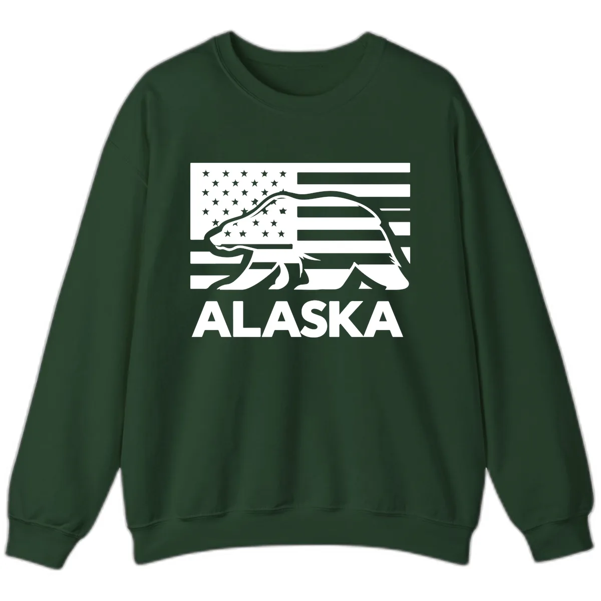 Alaska Bear Flag Silhouette Sweatshirt in Forest Green