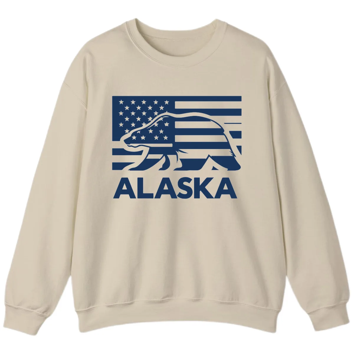 Alaska Bear Flag Silhouette Sweatshirt in Sand