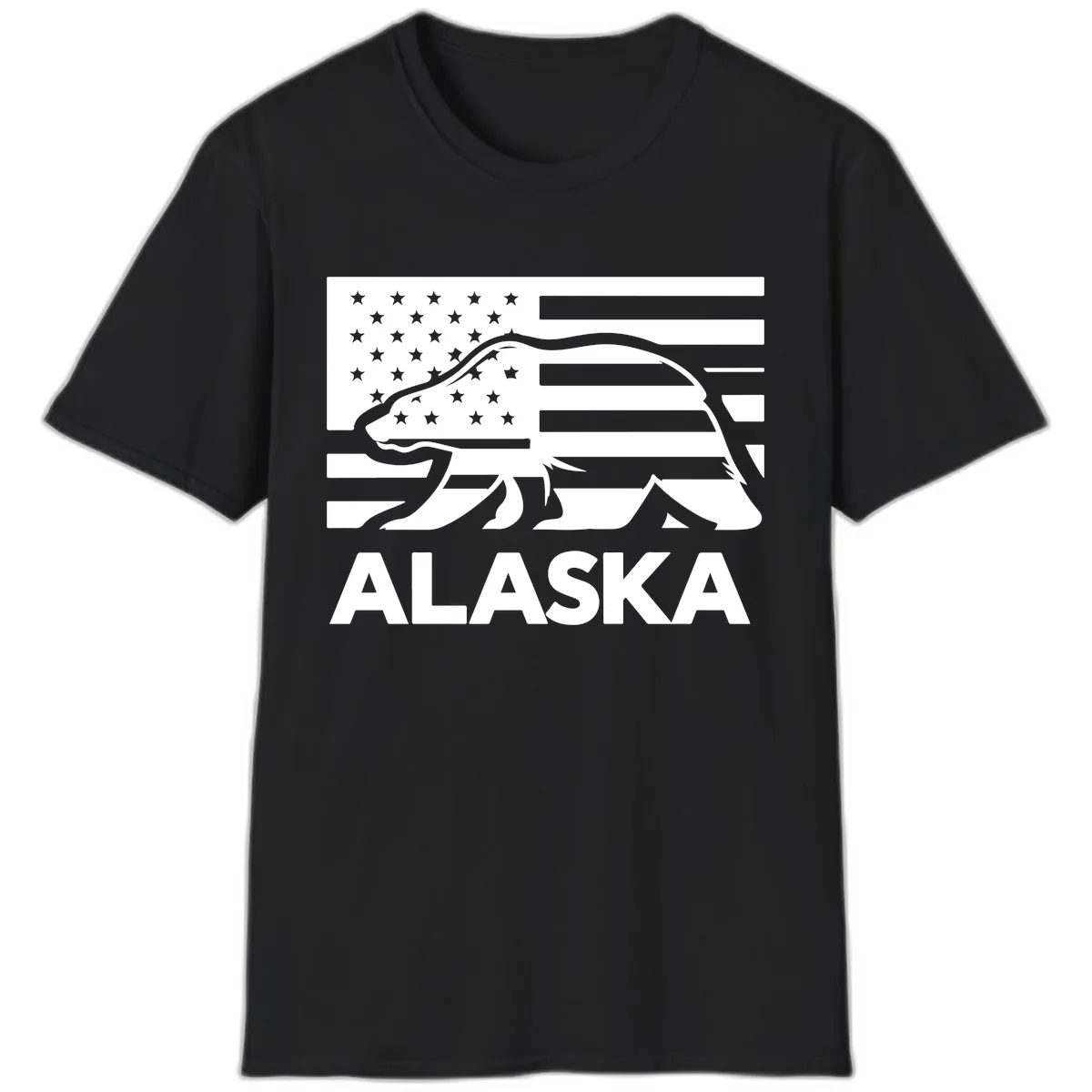 Alaska Bear Flag Silhouette T-Shirt in Black