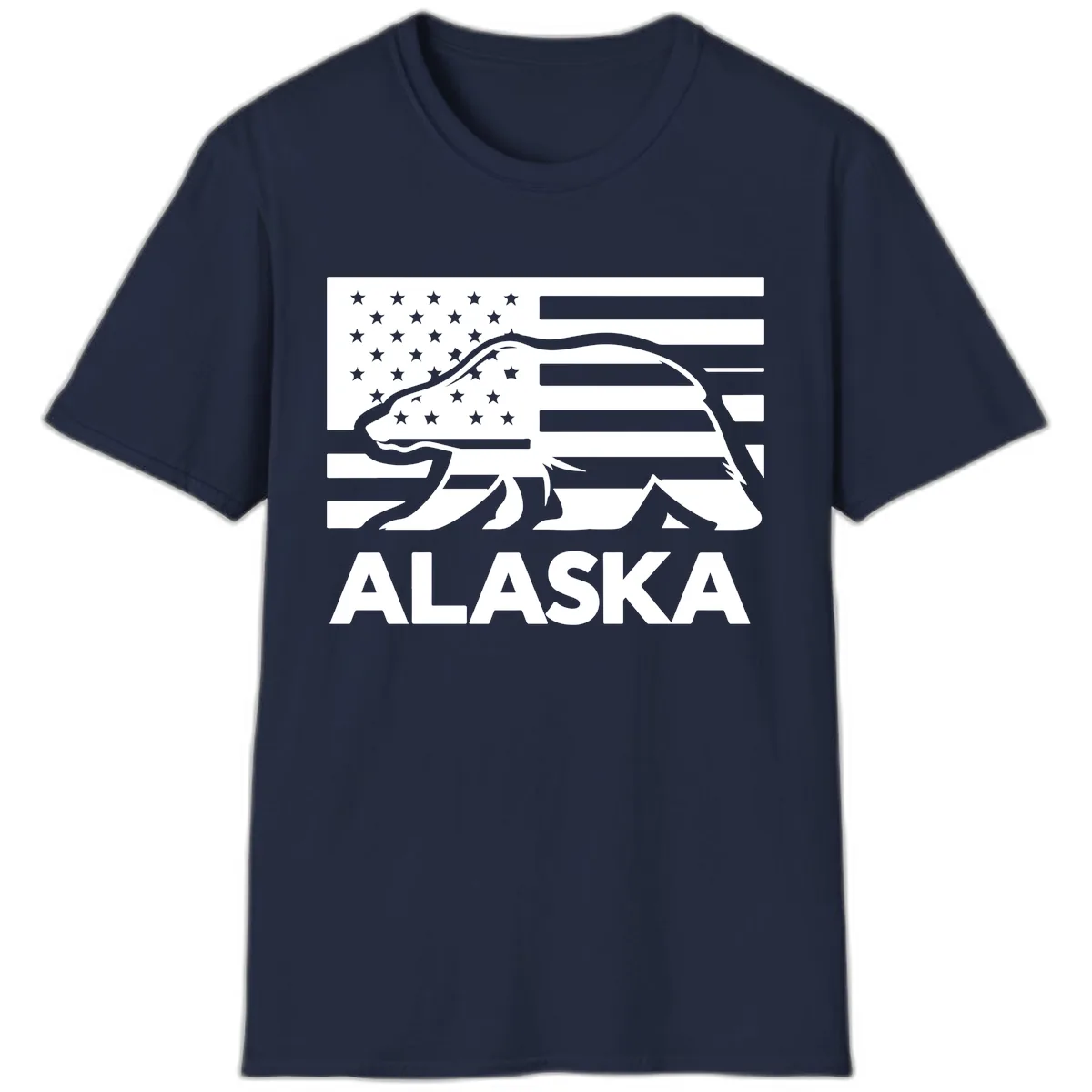 Alaska Bear Flag Silhouette T-Shirt in Navy
