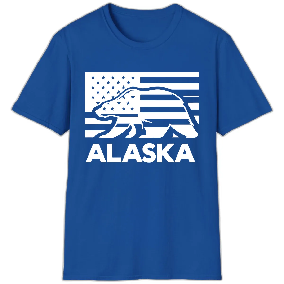 Alaska Bear Flag Silhouette T-Shirt in Royal