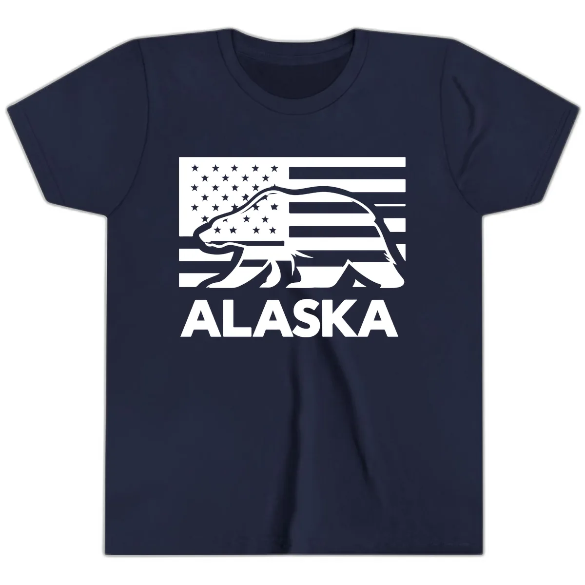 Alaska Bear Flag Silhouette Youth T-Shirt in Navy