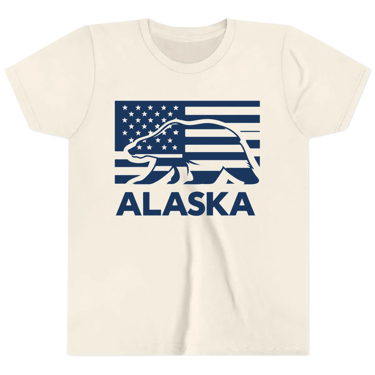 Alaska Bear Flag Silhouette Youth T-Shirt in Natural