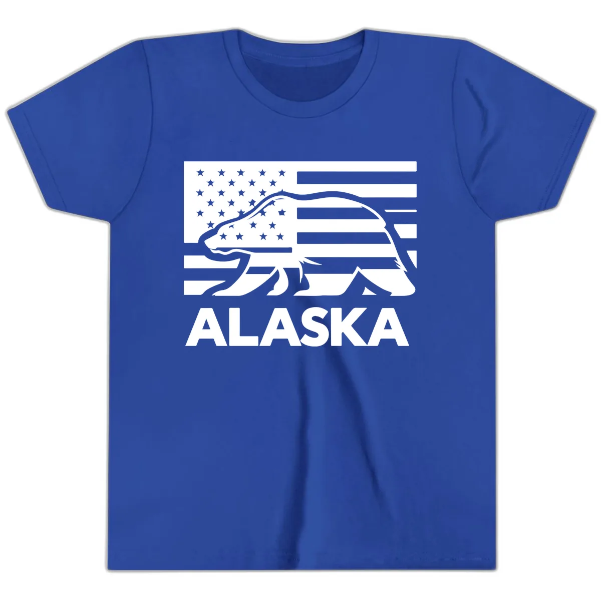 Alaska Bear Flag Silhouette Youth T-Shirt in True Royal