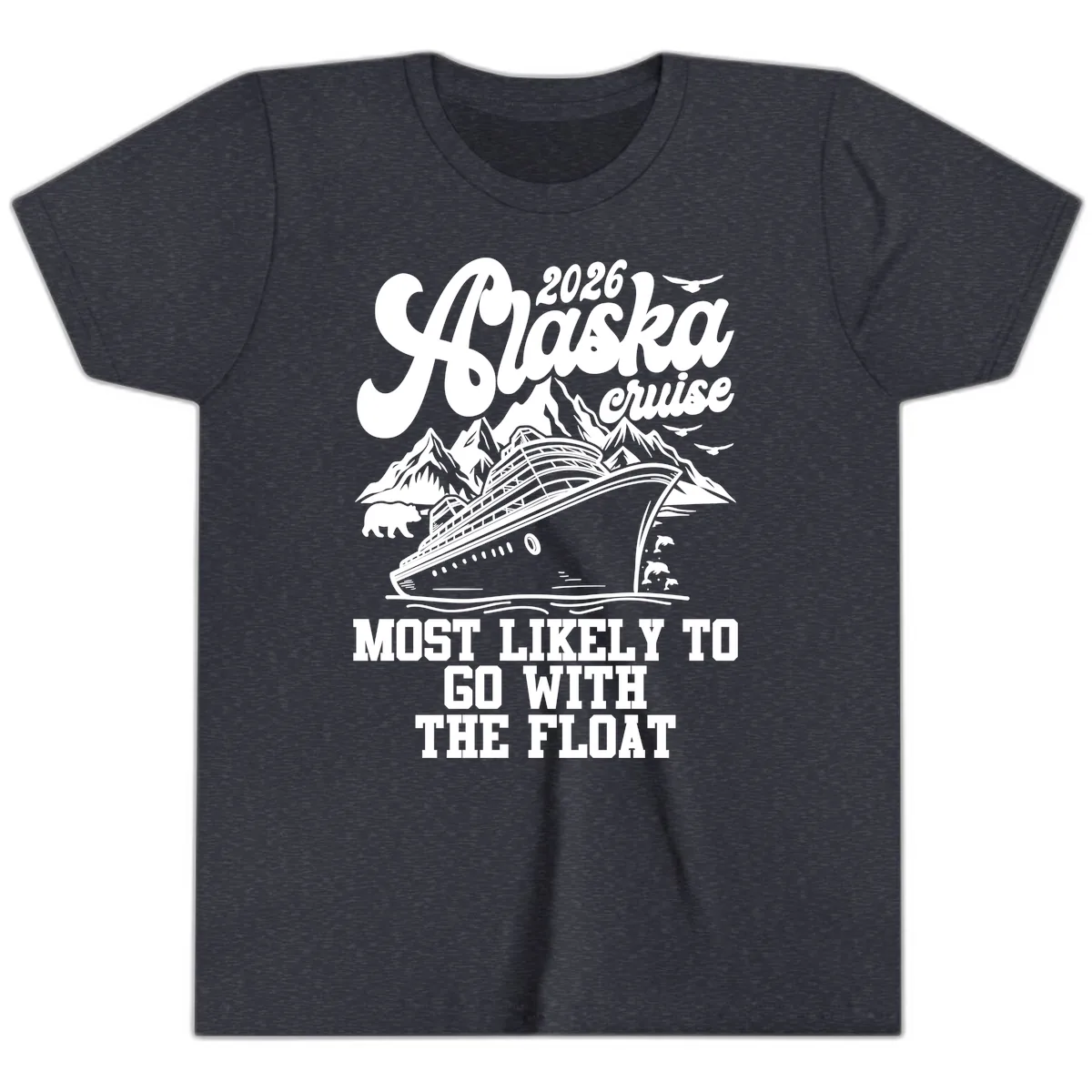 Most Likely To Go With The Float 2026 Youth T-Shirt in Heather Navy