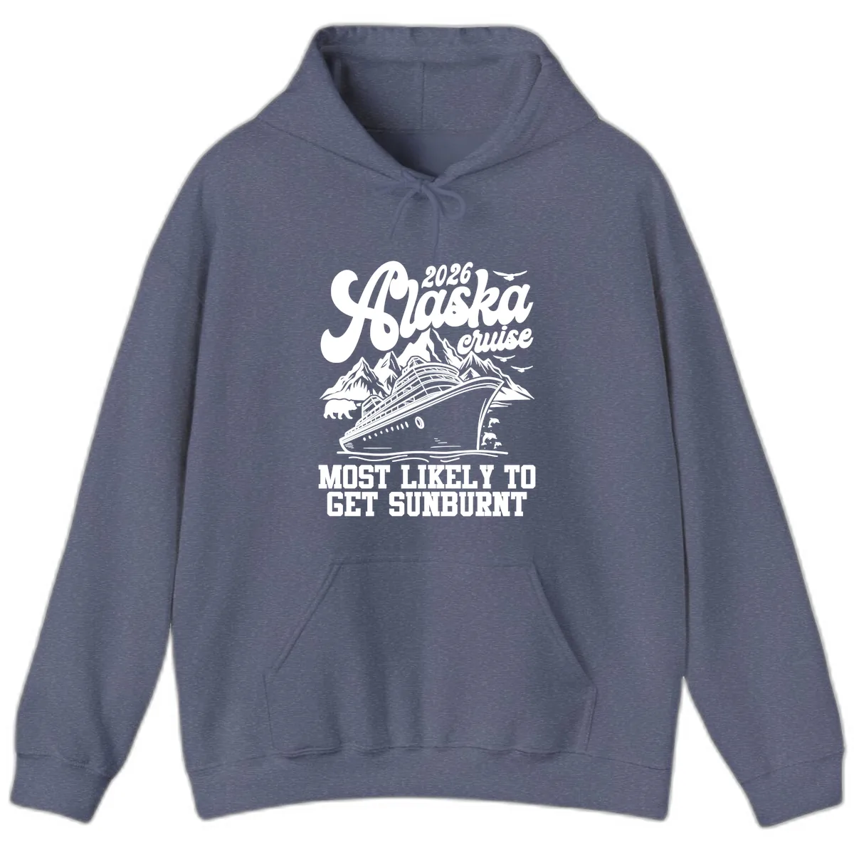 2026 Alaska Cruise Sunburnt Prediction Hoodie in Heather Navy