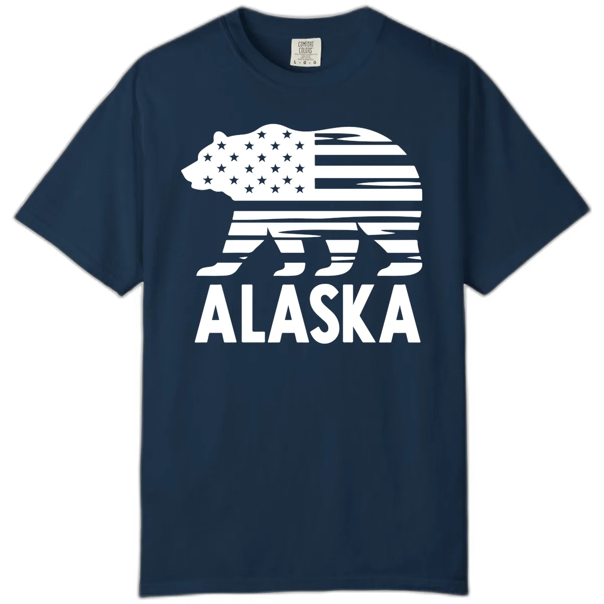 Alaskan Flag Bear Silhouette Comfort Color in True Navy