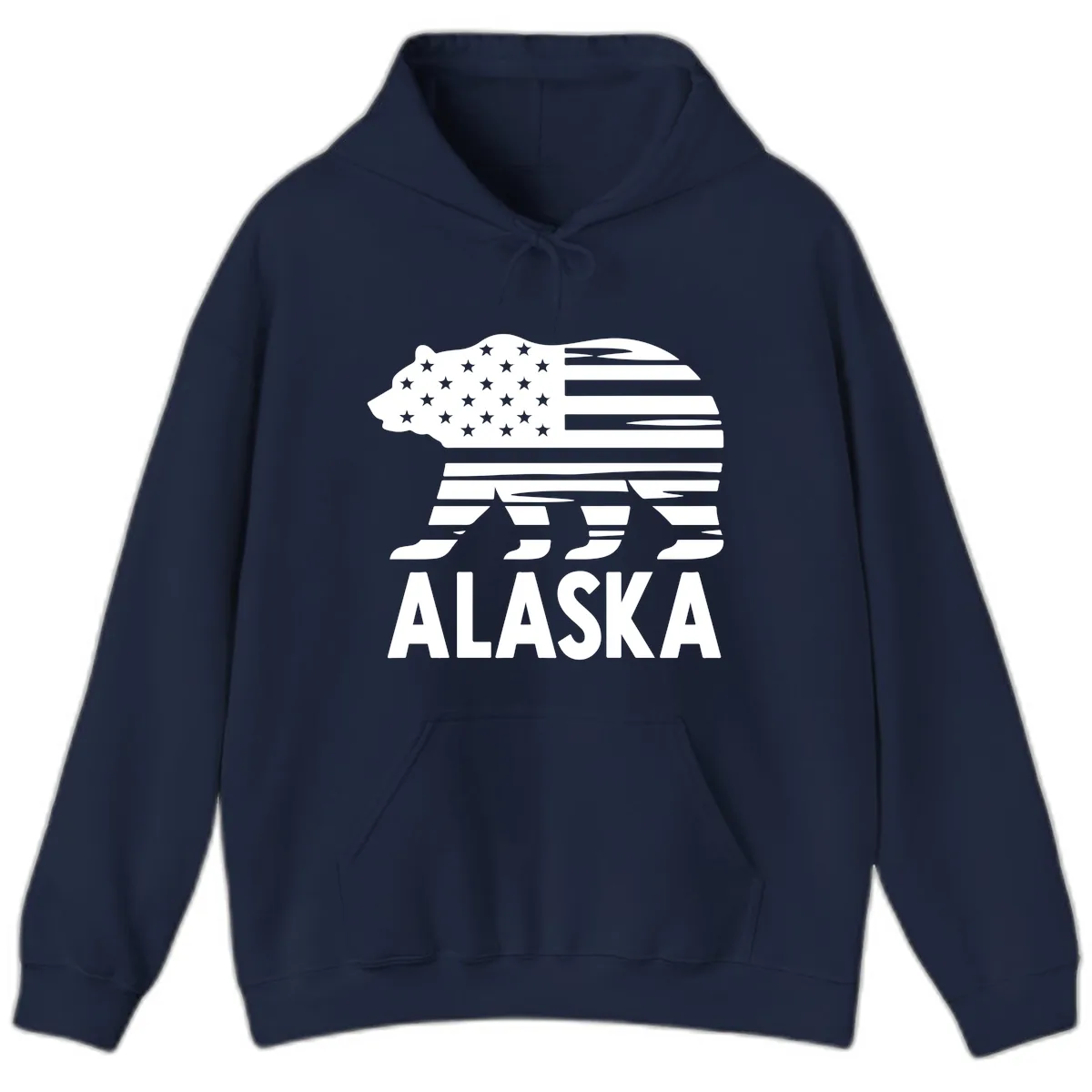 Alaskan Flag Bear Silhouette Hoodie in Navy