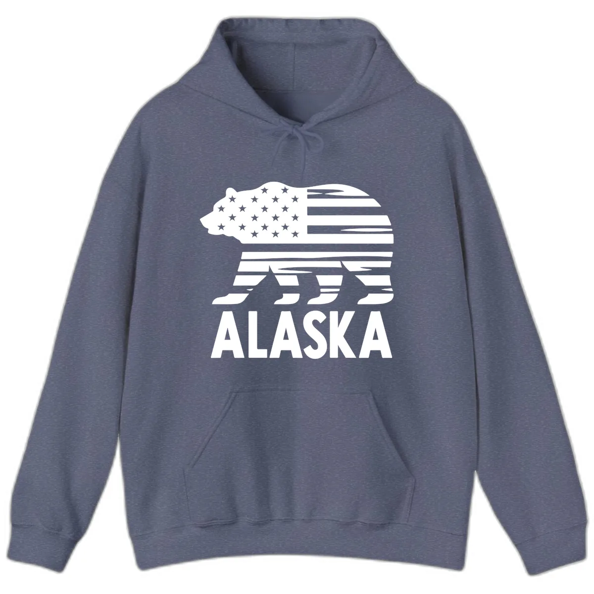 Alaskan Flag Bear Silhouette Hoodie in Heather Navy