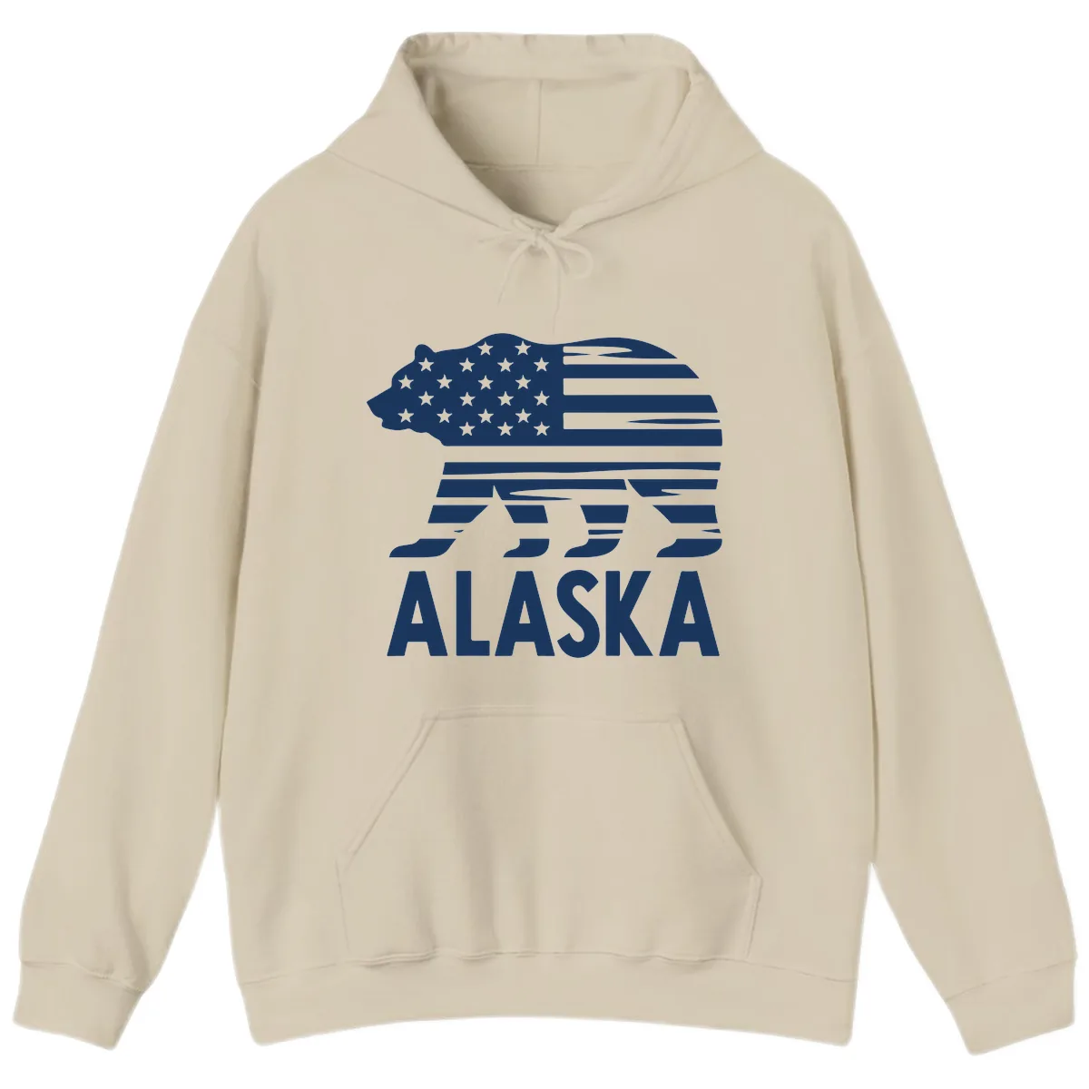 Alaskan Flag Bear Silhouette Hoodie in Sand
