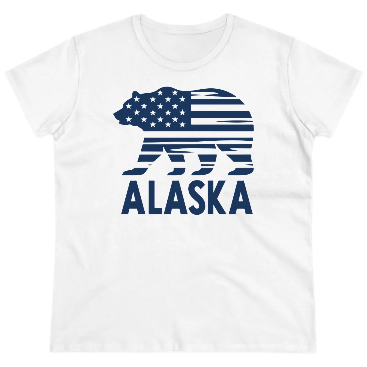 Alaskan Flag Bear Silhouette Ladies Tee in White