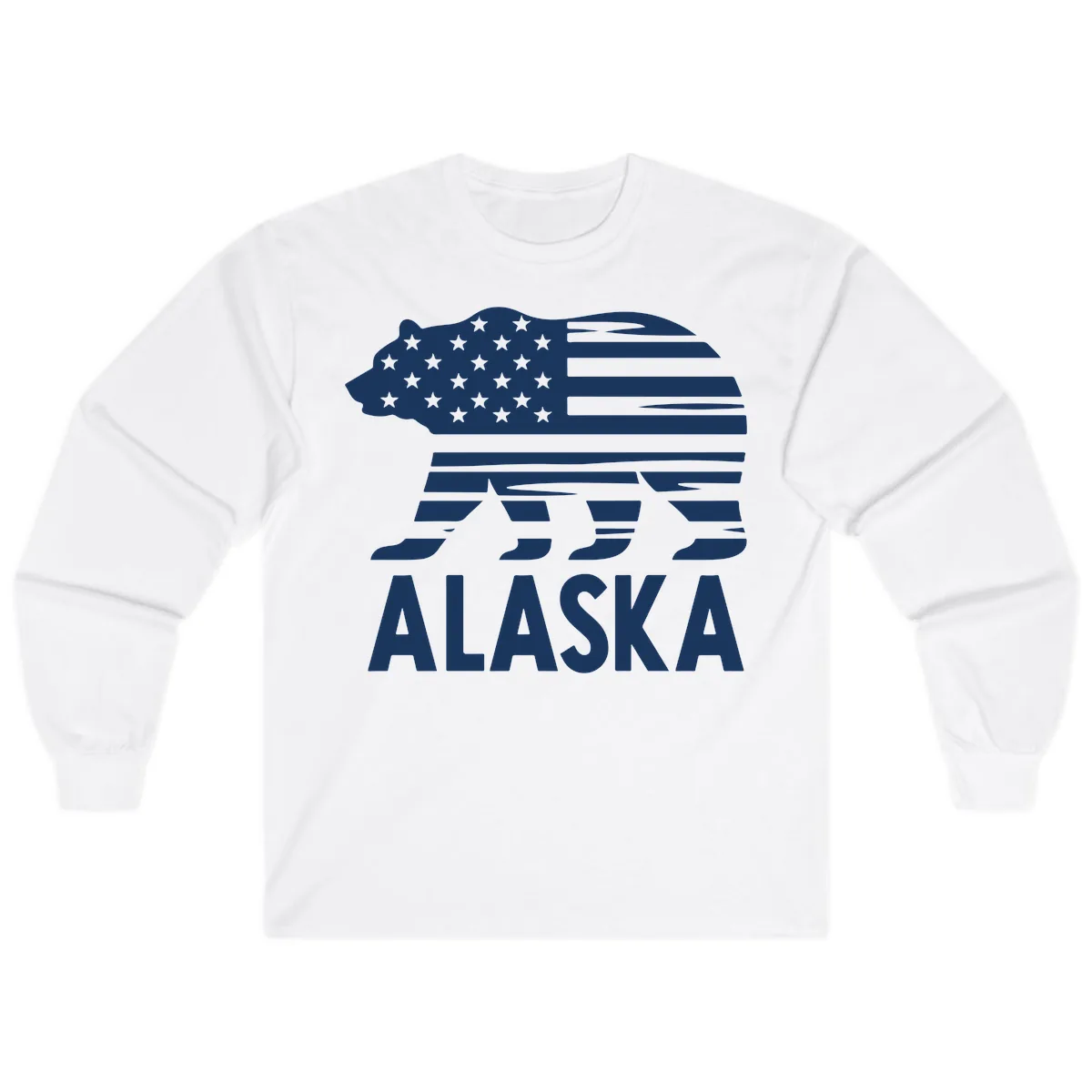 Alaskan Flag Bear Silhouette Long Sleeve in White