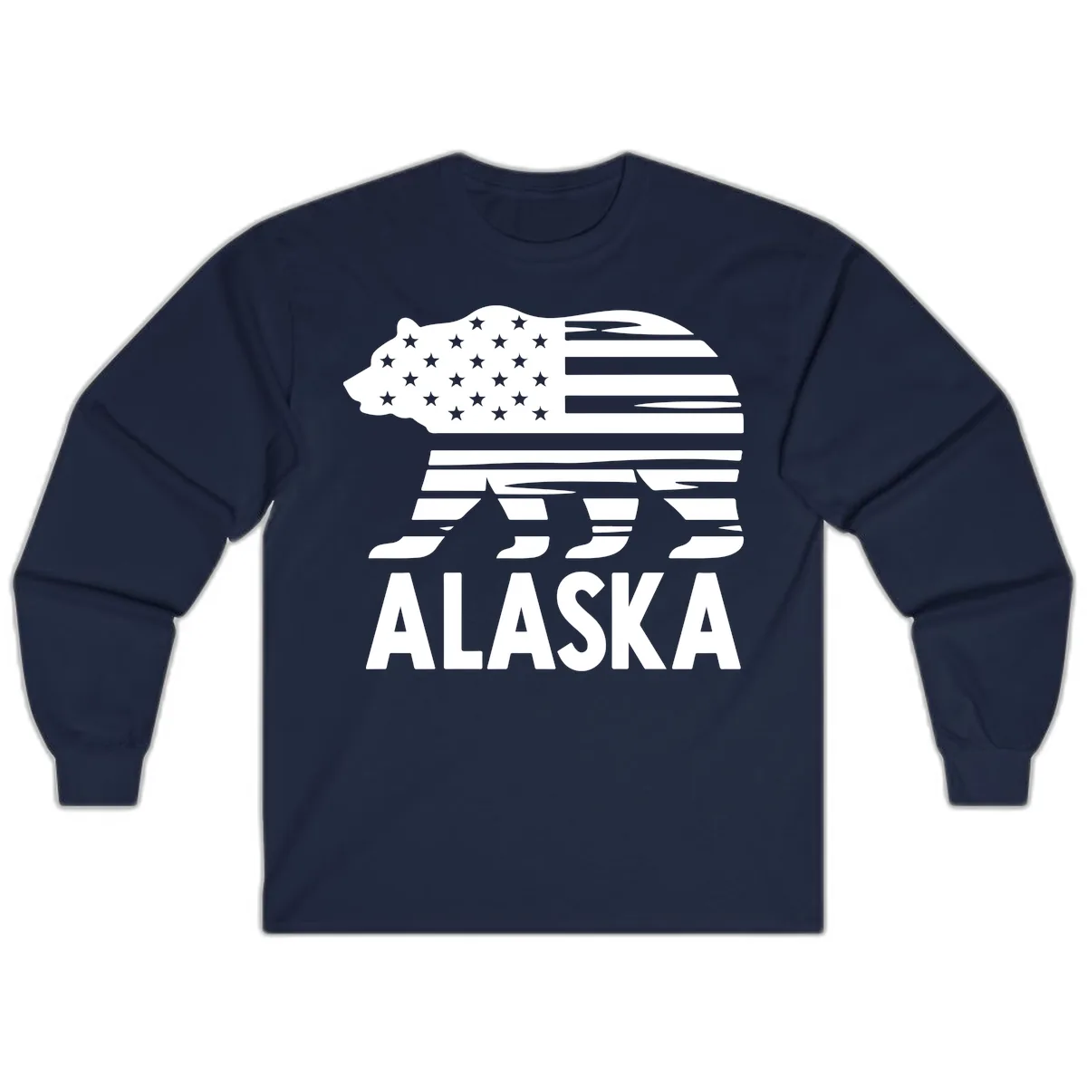 Alaskan Flag Bear Silhouette Long Sleeve in Navy