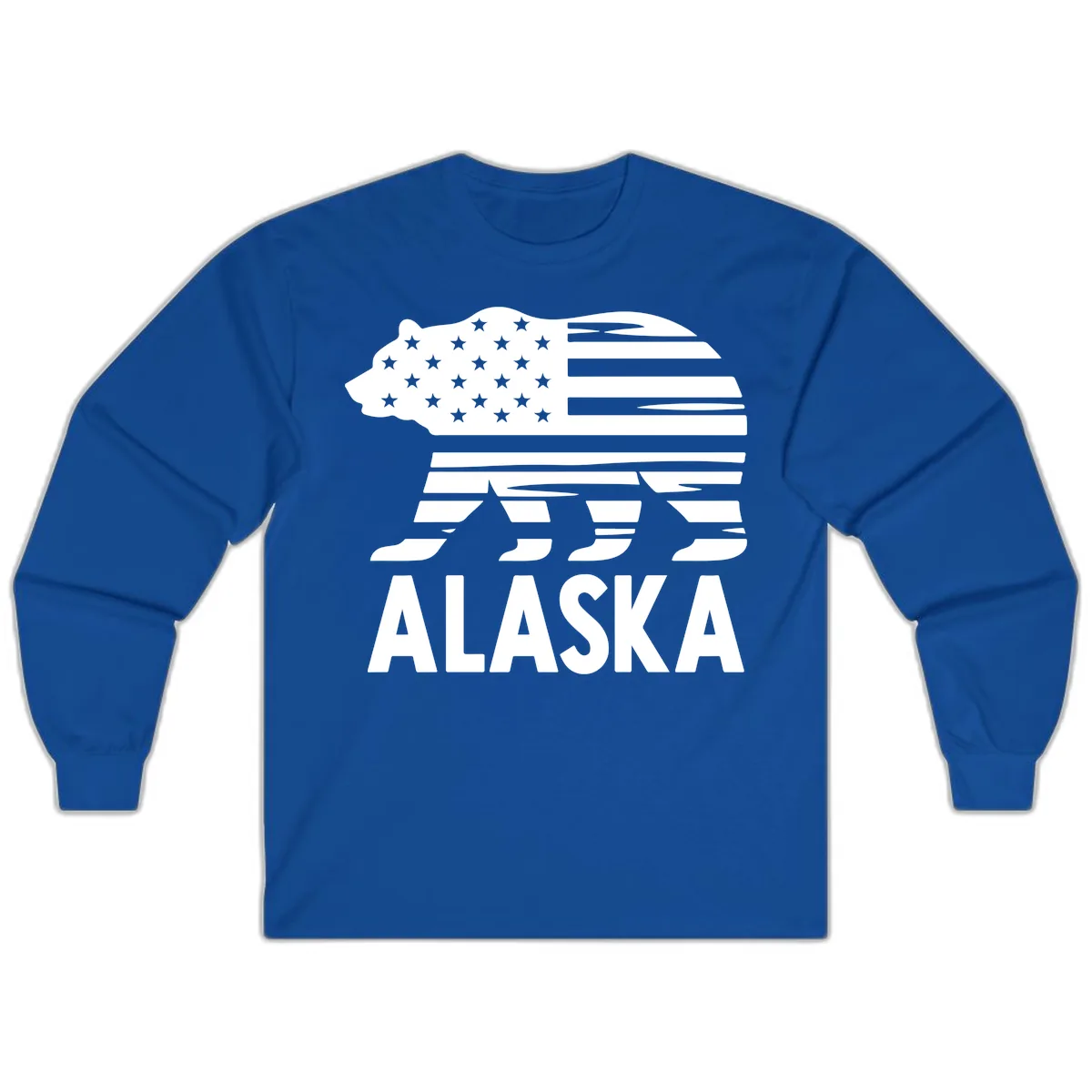 Alaskan Flag Bear Silhouette Long Sleeve in Royal