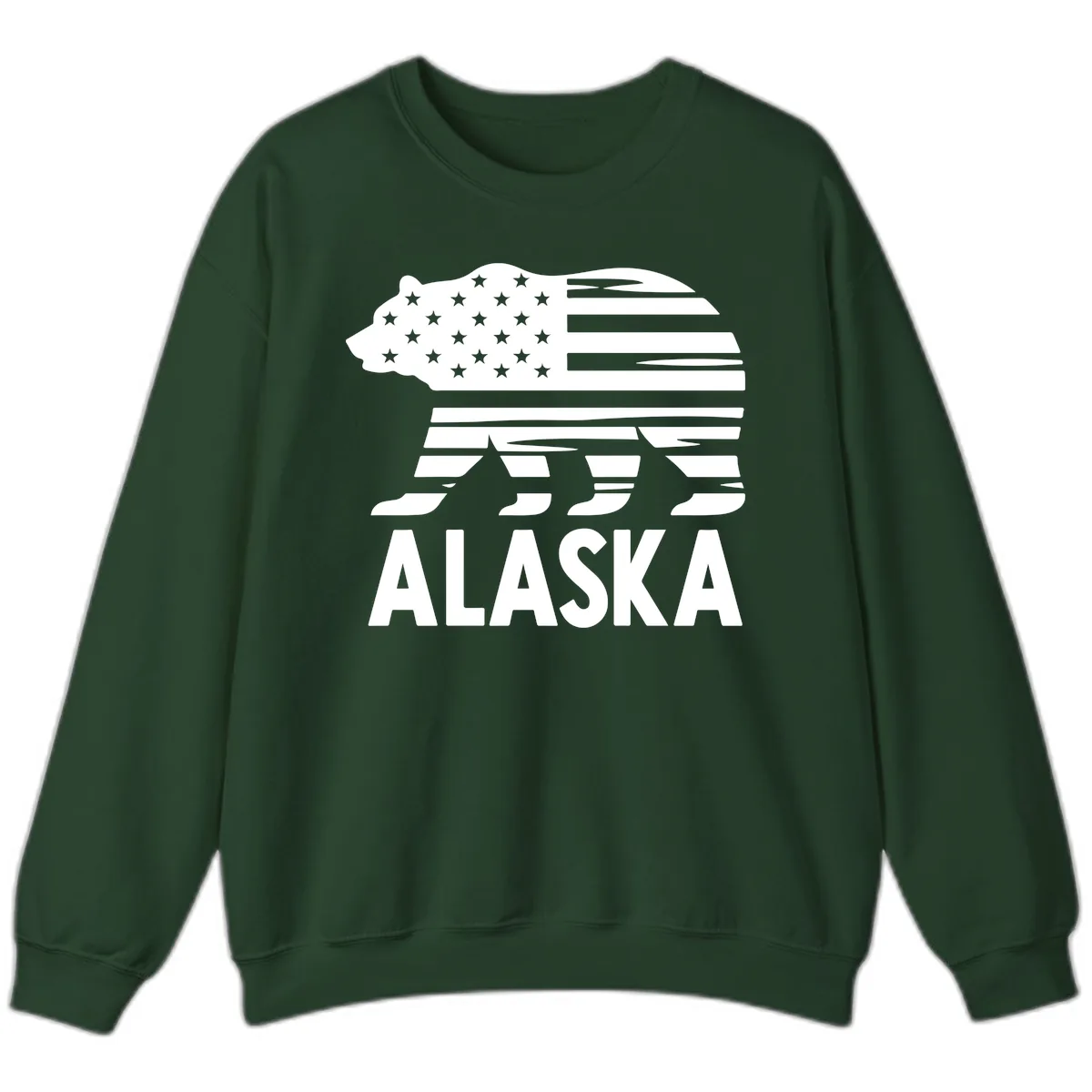 Alaskan Flag Bear Silhouette Sweatshirt in Forest Green