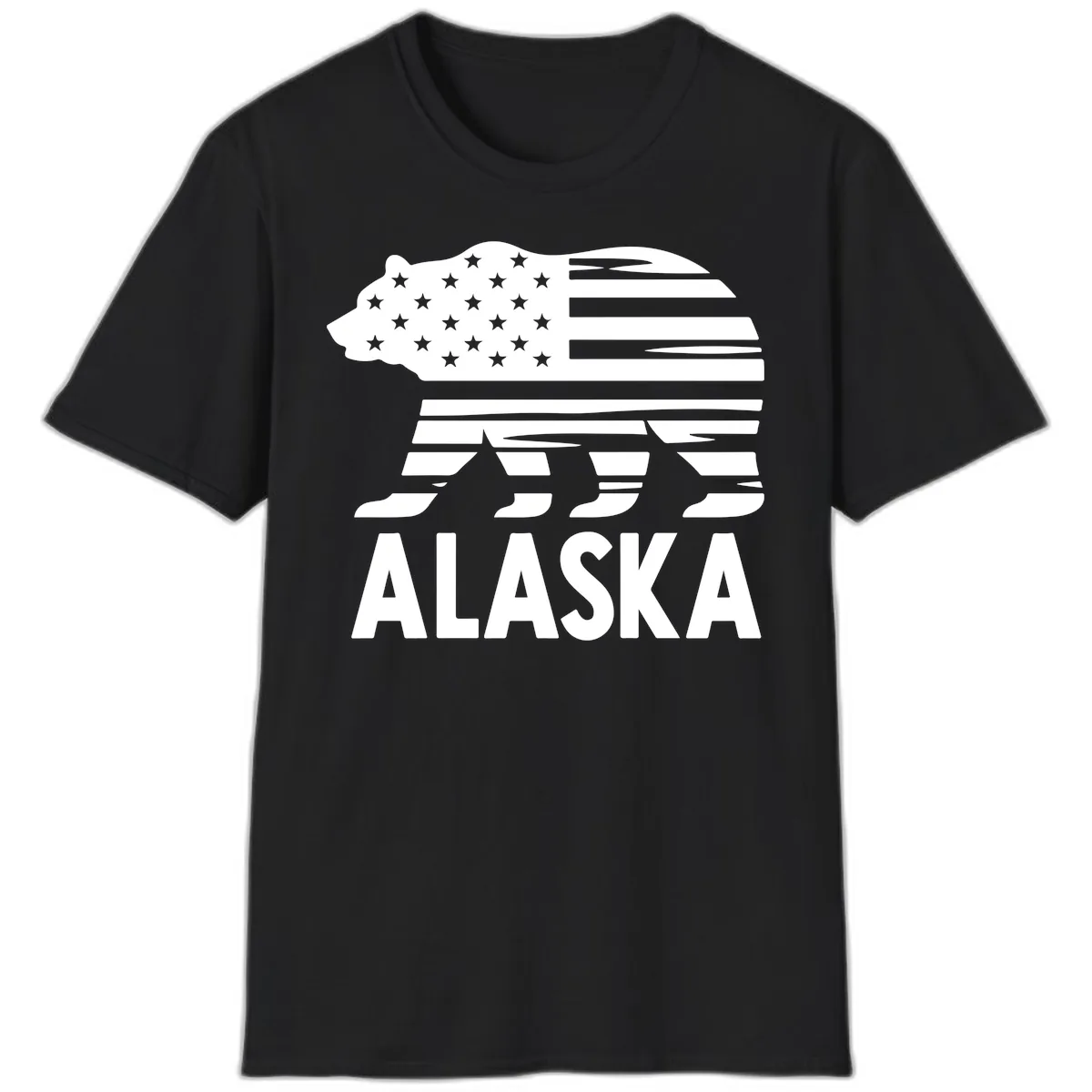 Alaskan Flag Bear Silhouette T-Shirt in Black