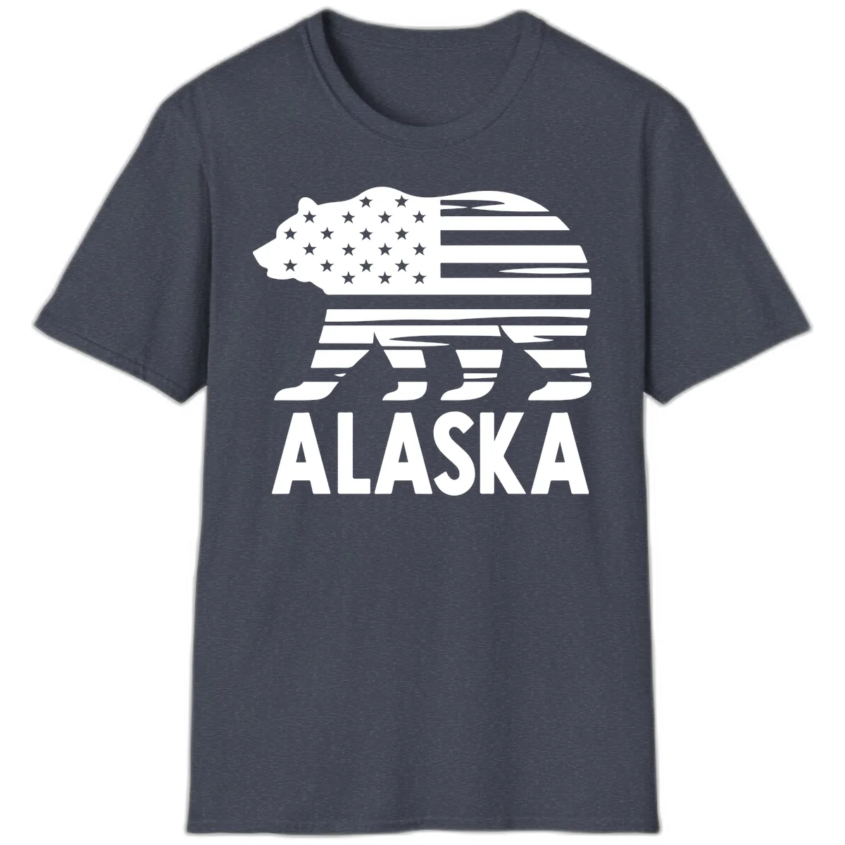 Alaskan Flag Bear Silhouette T-Shirt in Heather Navy
