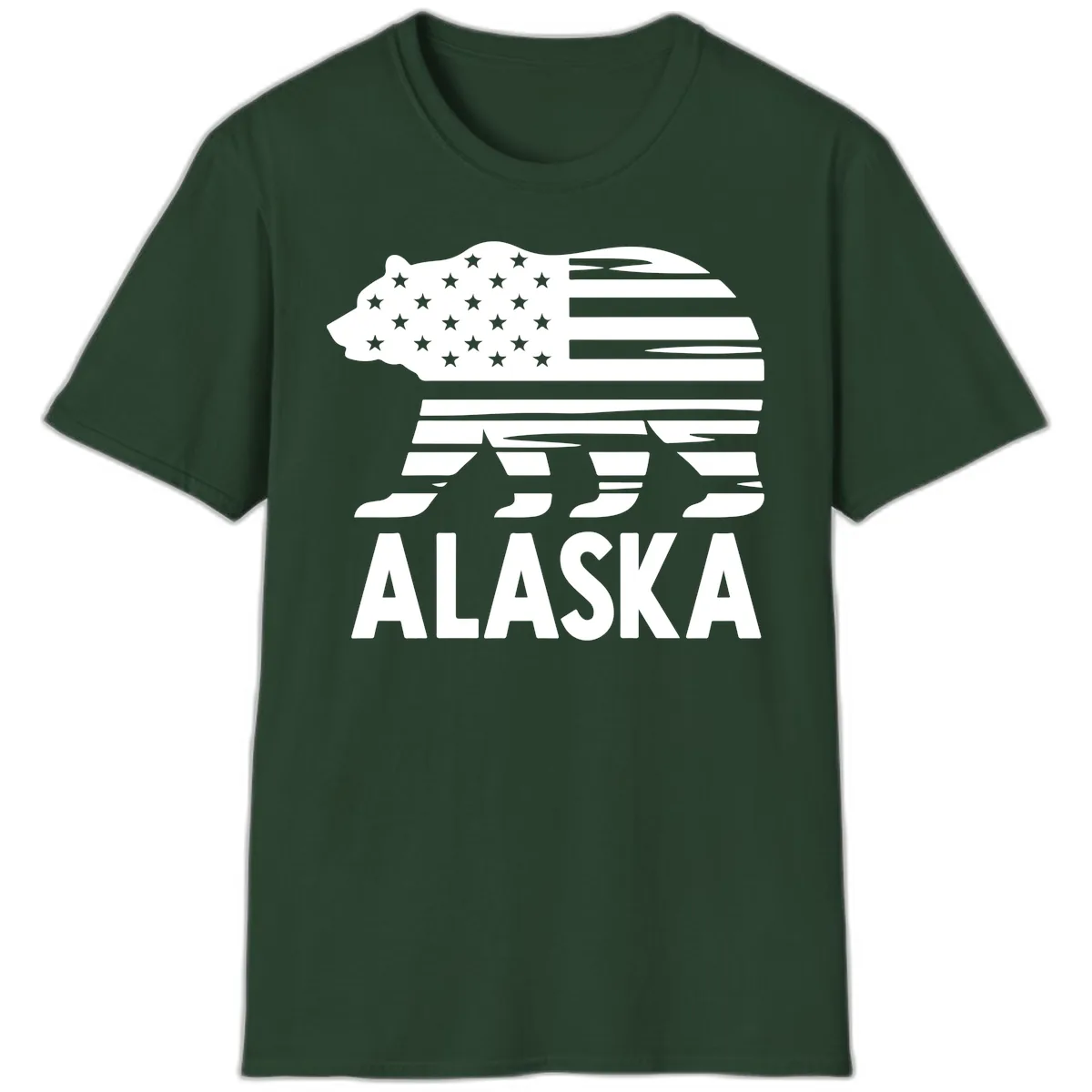 Alaskan Flag Bear Silhouette T-Shirt in Forest Green