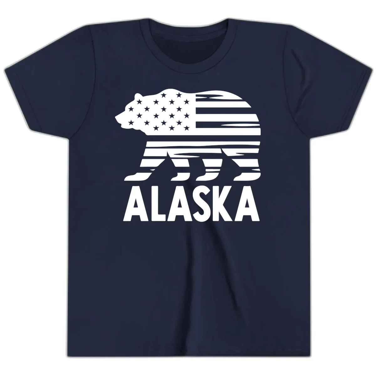 Alaskan Flag Bear Silhouette Youth T-Shirt in Navy