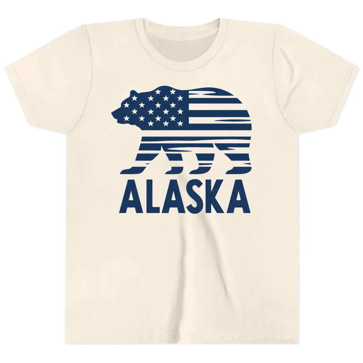 Alaskan Flag Bear Silhouette Youth T-Shirt in Natural