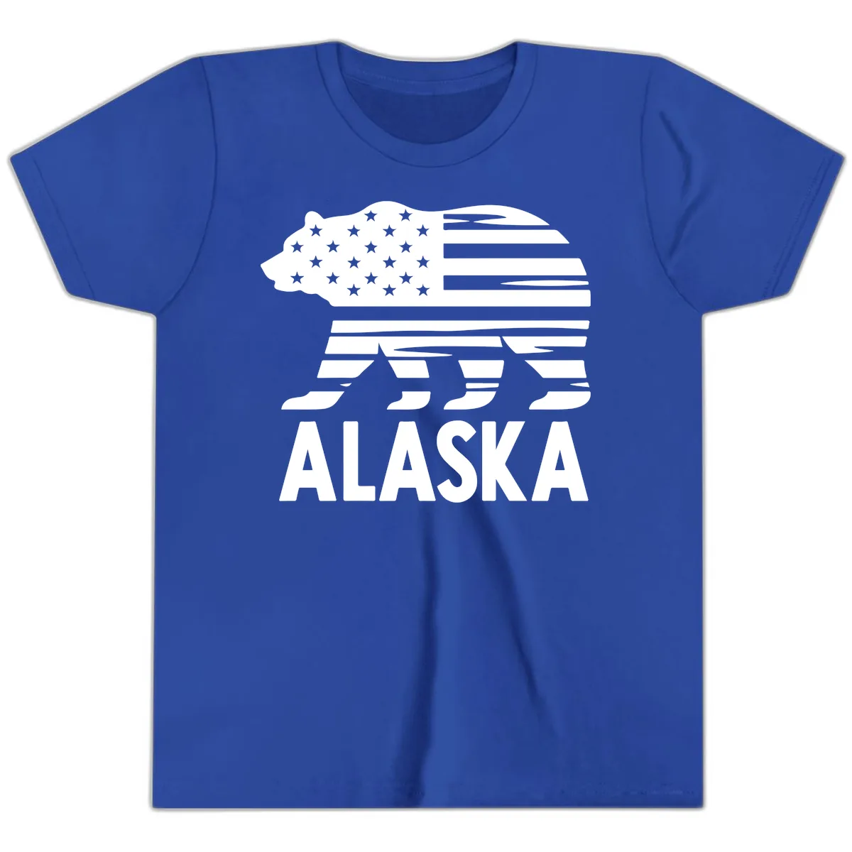 Alaskan Flag Bear Silhouette Youth T-Shirt in True Royal