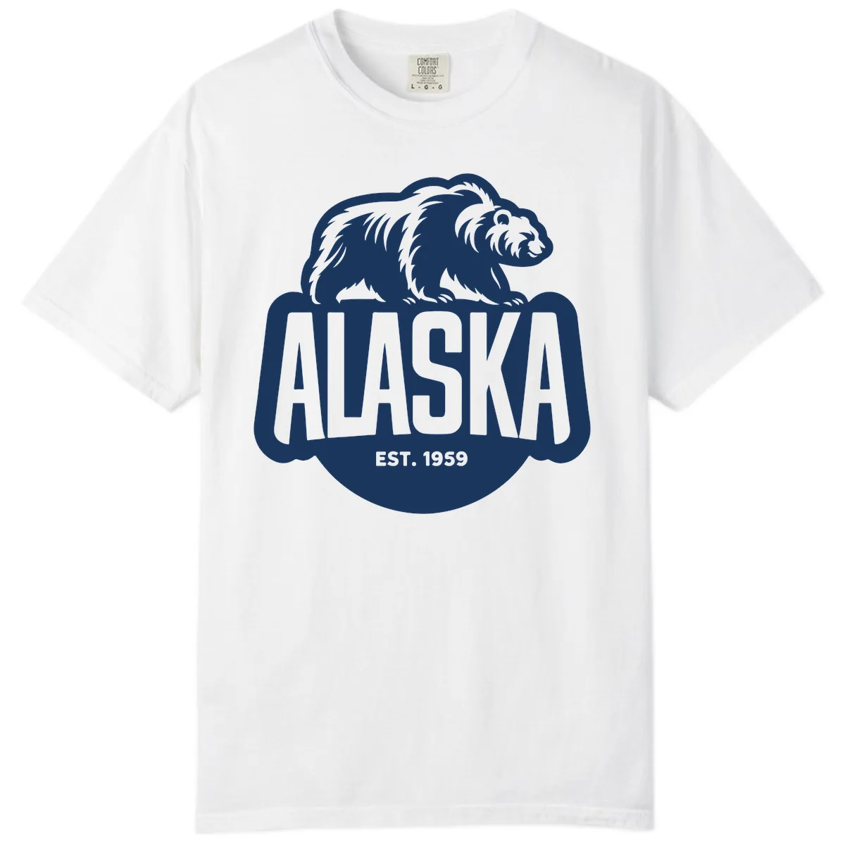 Alaska Bear Established 1959 Badge Comfort Color in White