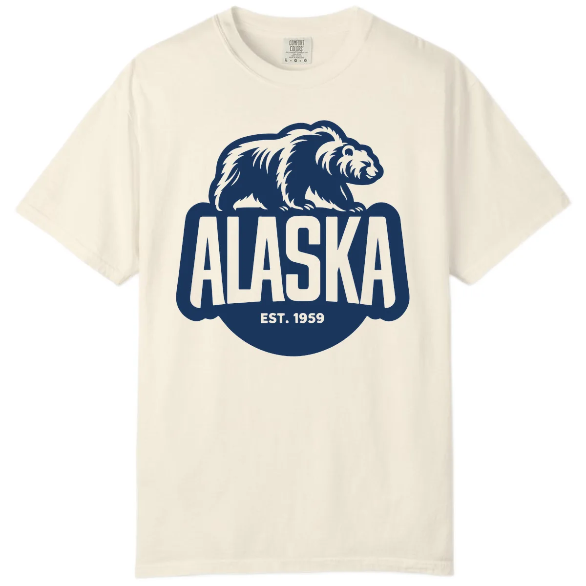 Alaska Bear Established 1959 Badge Comfort Color in Ivory